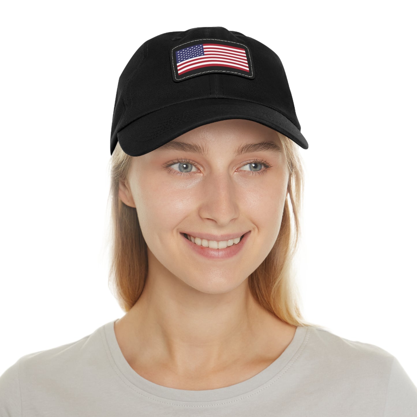 American Flag, Dad Hat with Leather Patch