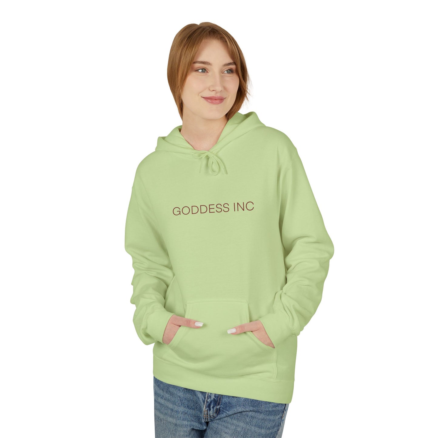 GODDESS INC, Midweight Softstyle Fleece Hoodie, Red Lettering