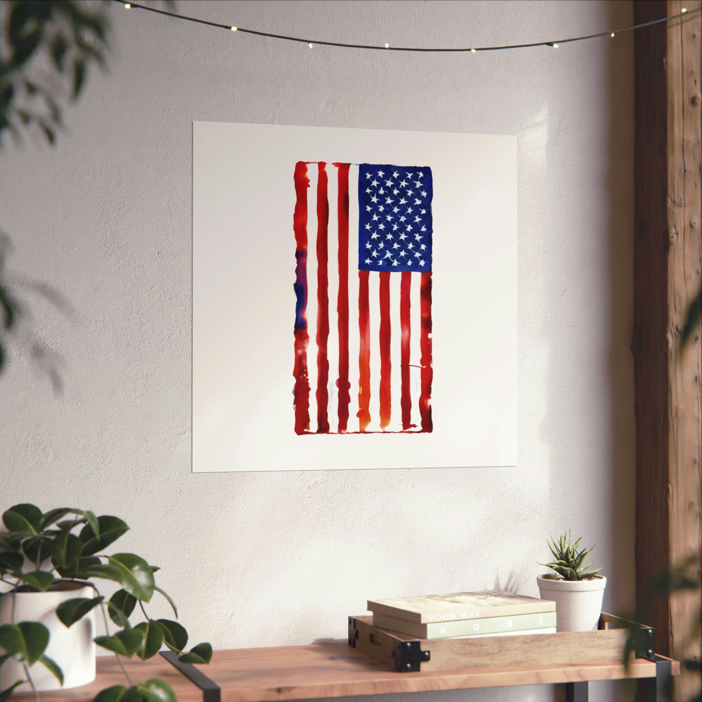 American Flag Watercolor, Premium Matte Vertical Posters