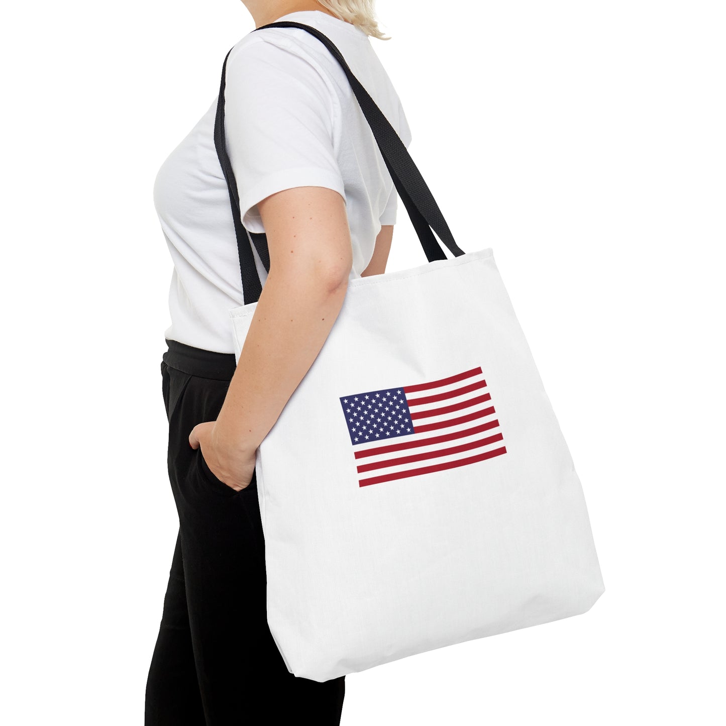 American Flag Tote Bag, White