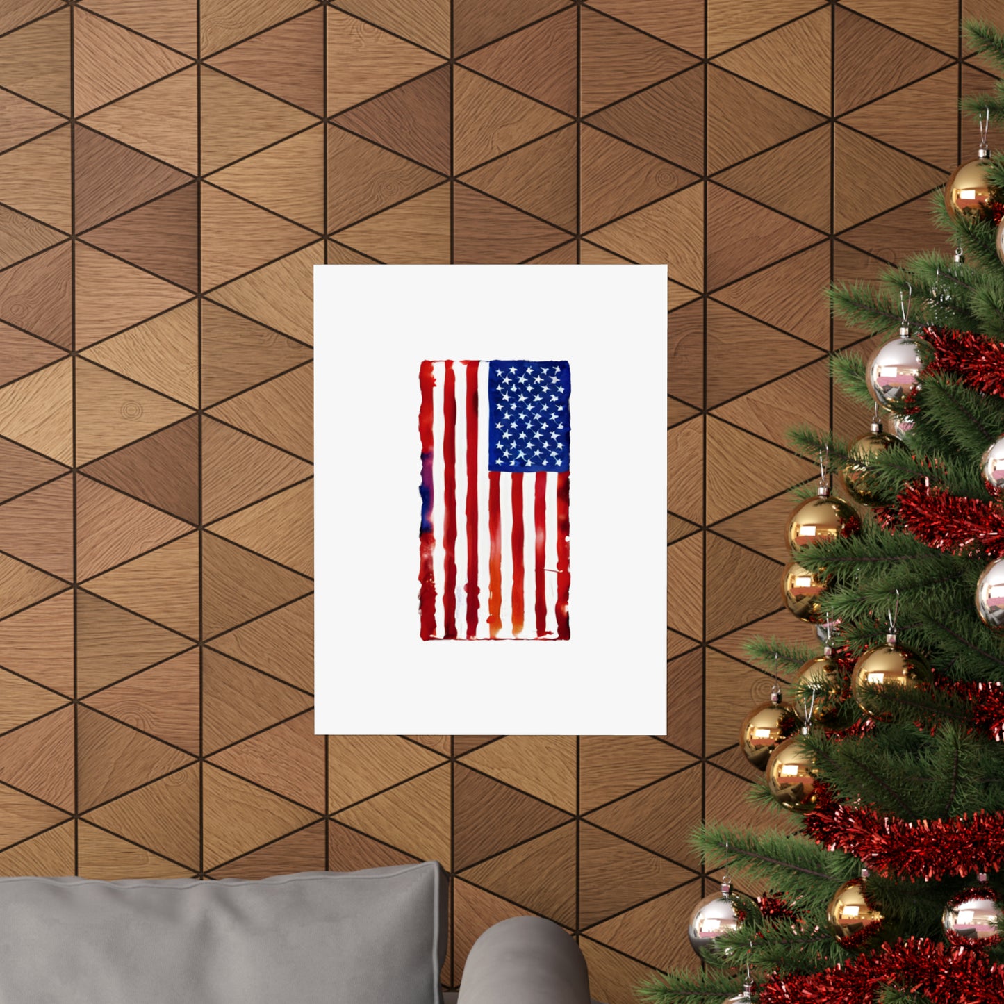 American Flag Watercolor, Premium Matte Vertical Posters