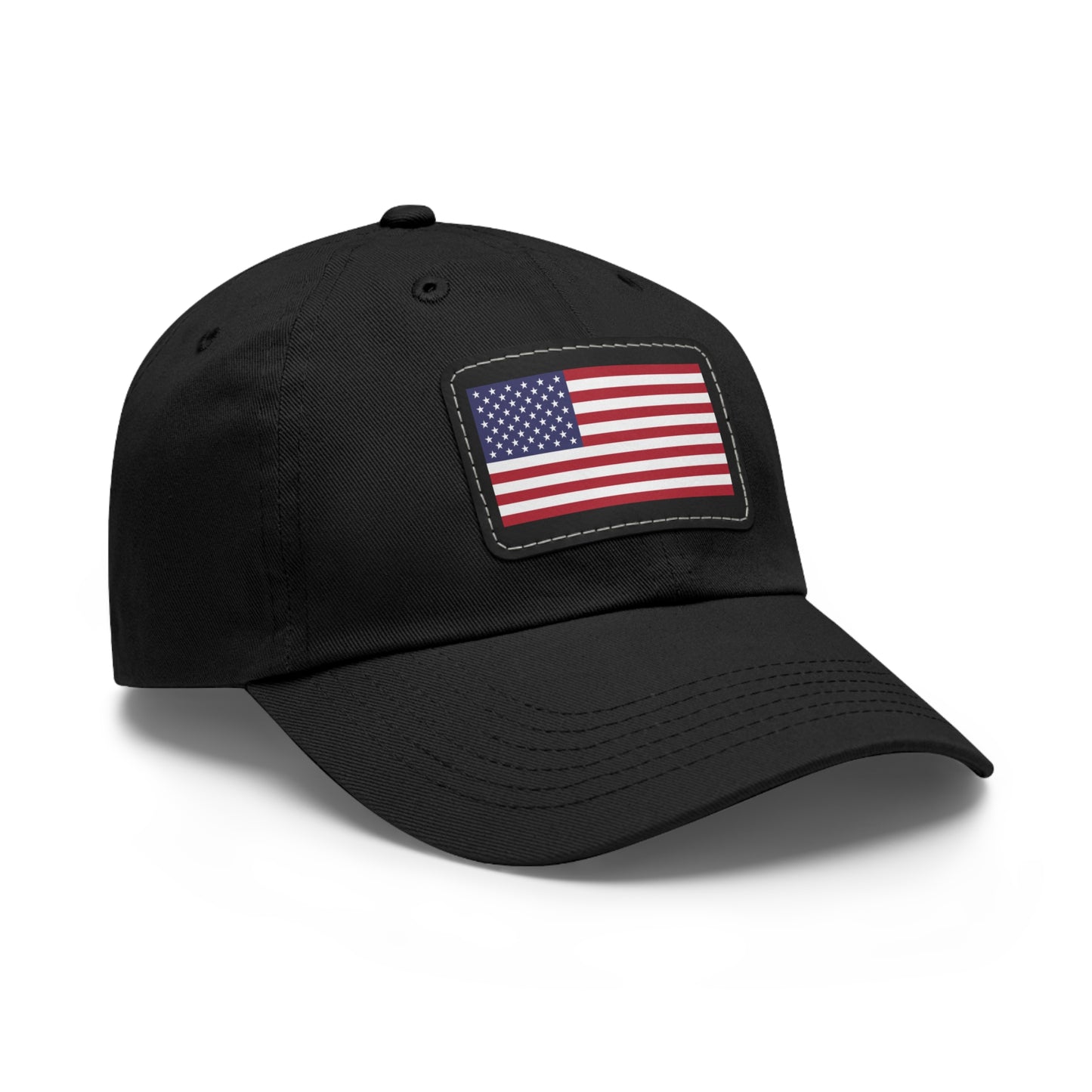 American Flag, Dad Hat with Leather Patch