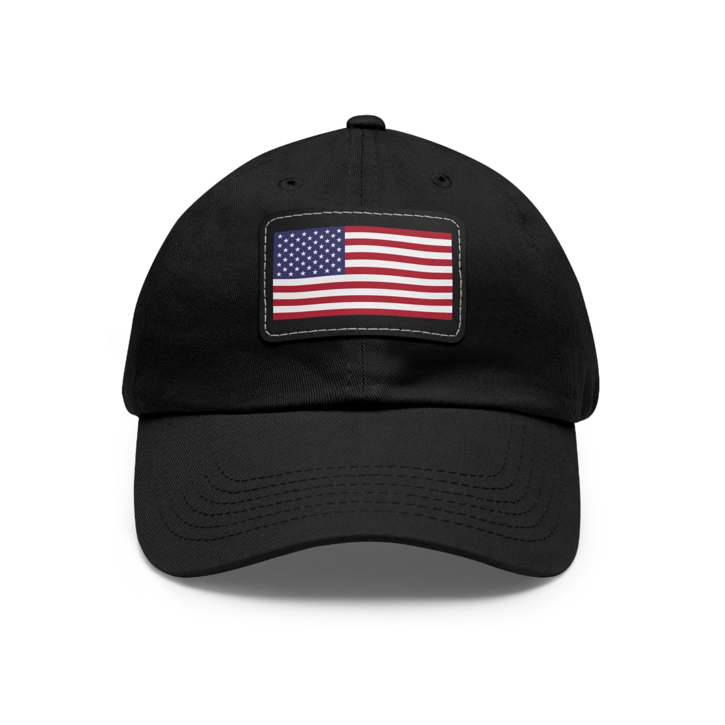 American Flag, Dad Hat with Leather Patch