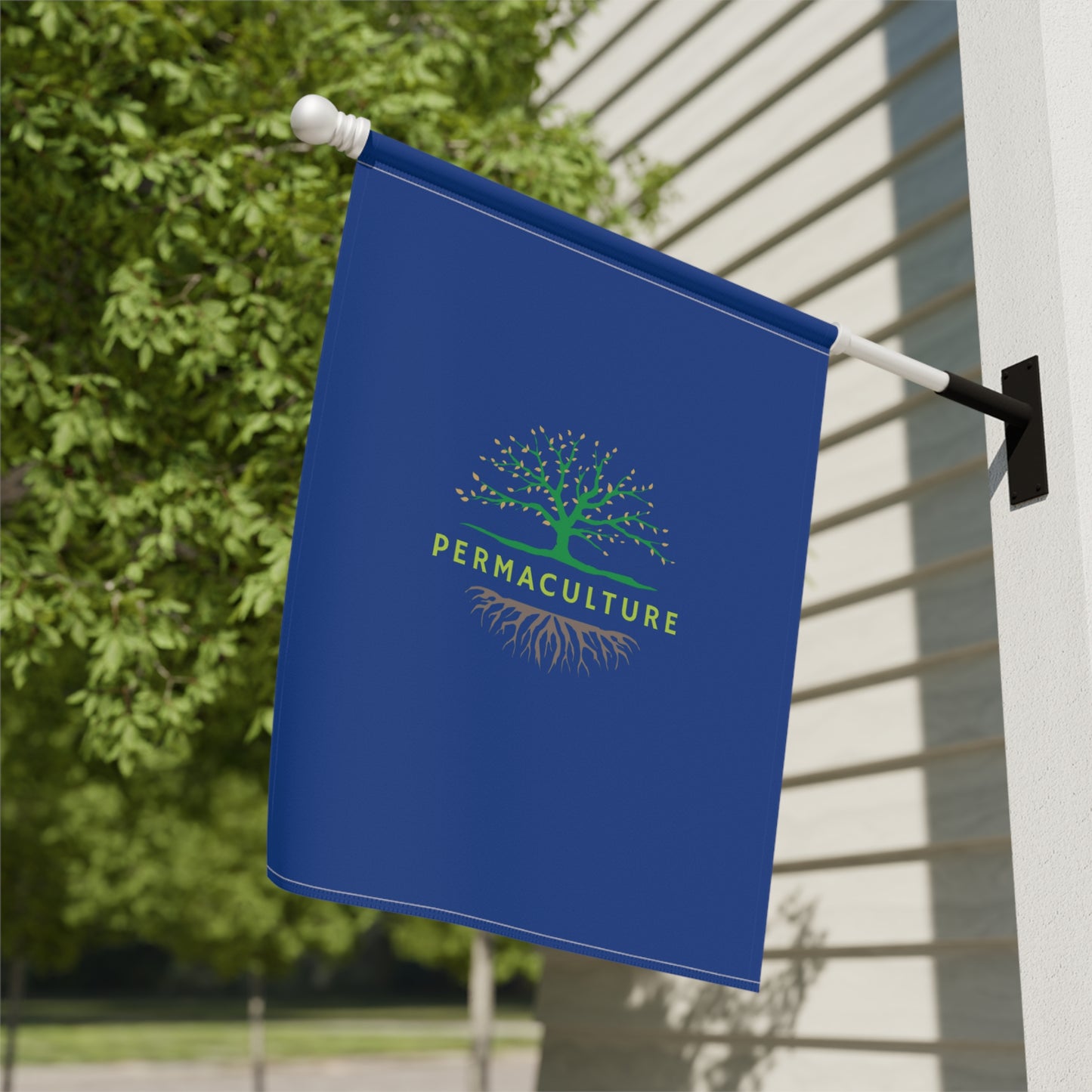 PERMACULTURE, Garden & House Banner, Blue