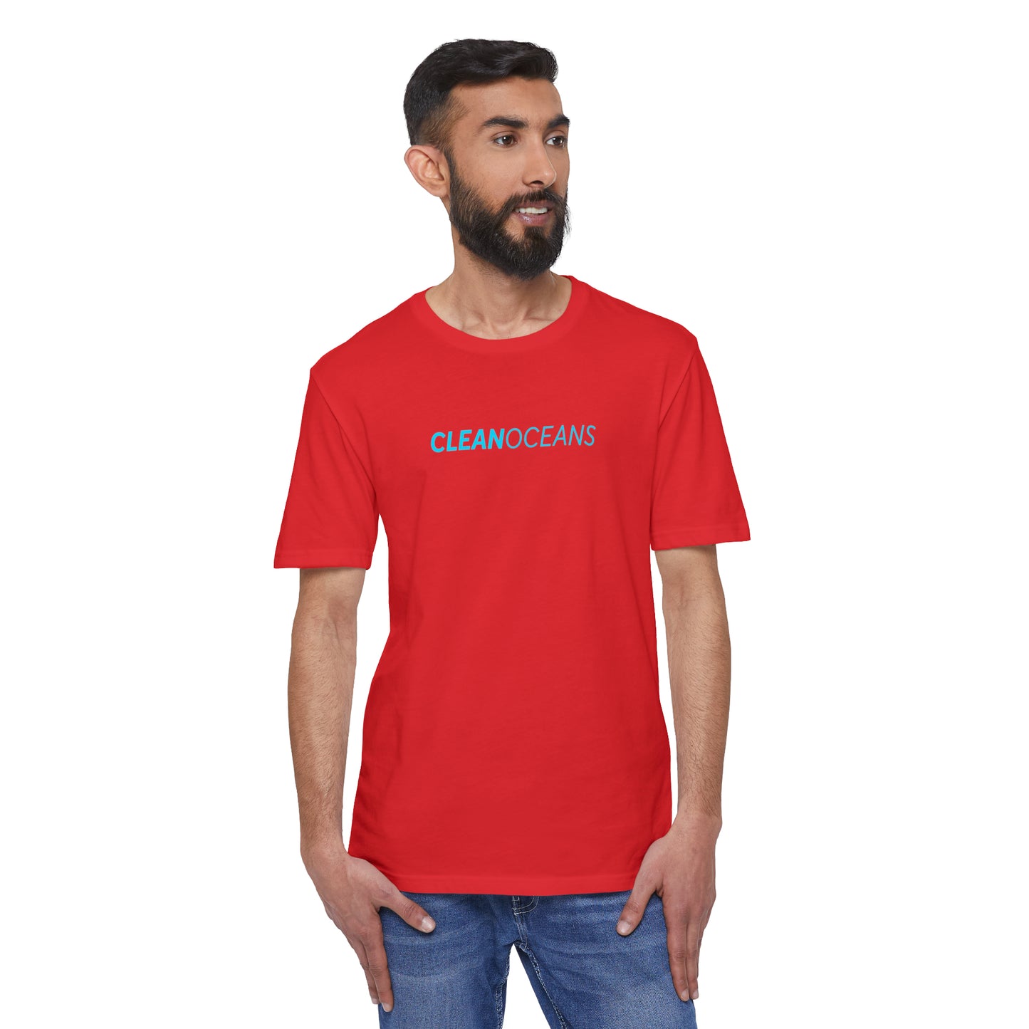 CleanOceans Unisex District® Re-Tee®, Turquoise Script