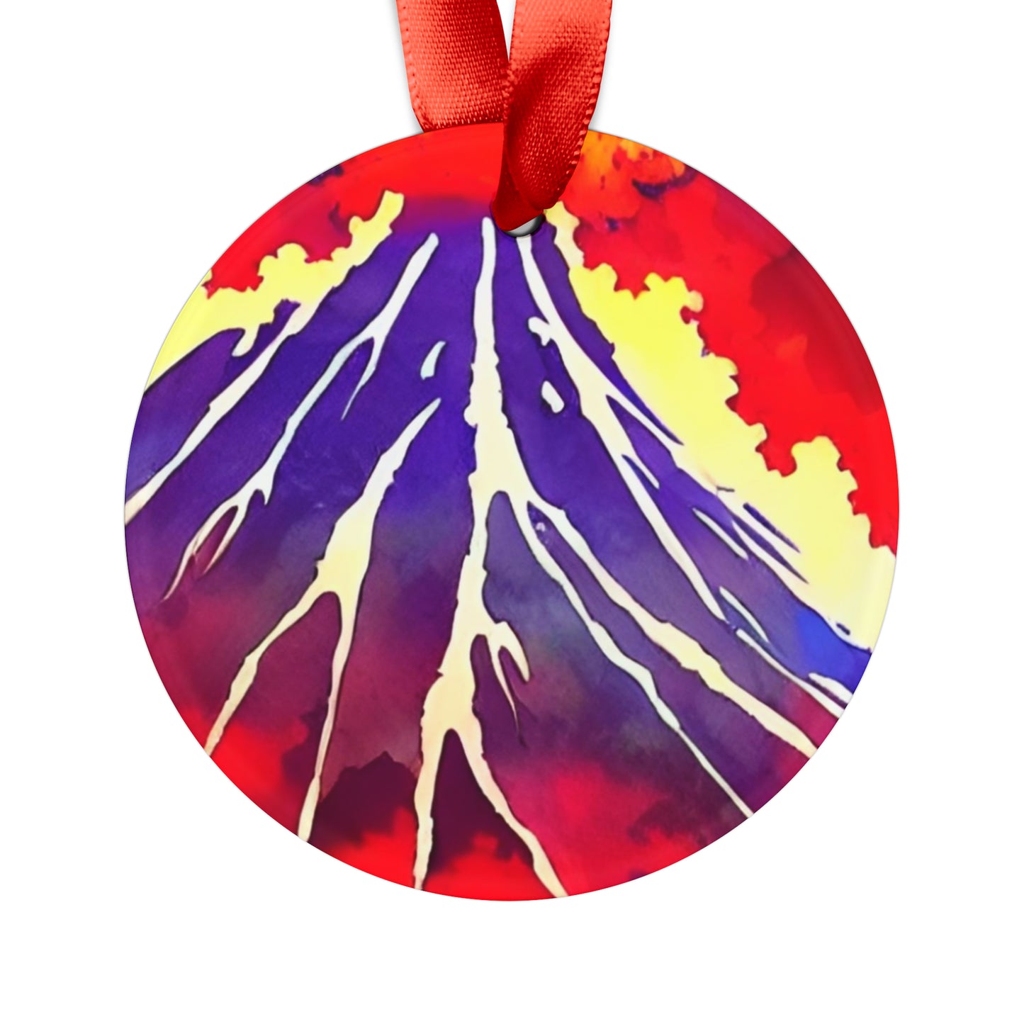 Volcano Acrylic Ornament with Ribbon