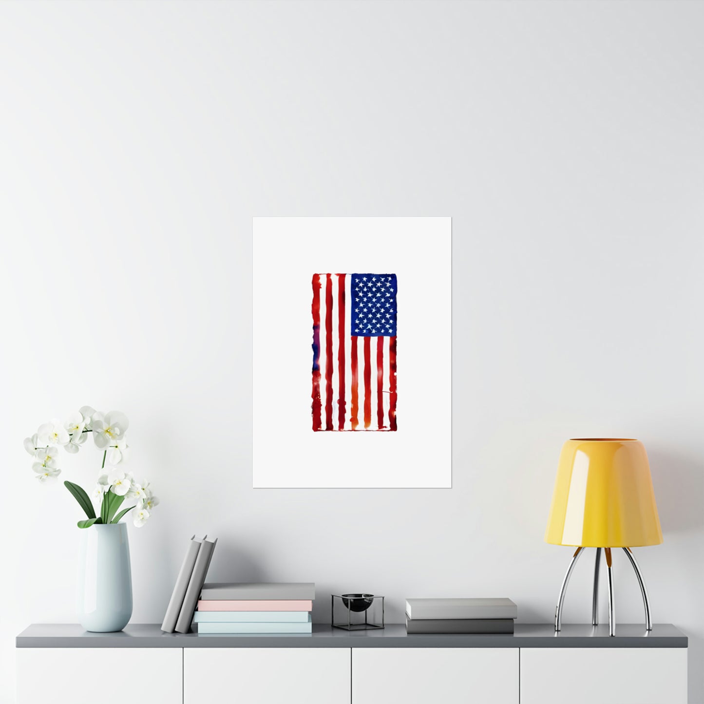 American Flag Watercolor, Premium Matte Vertical Posters