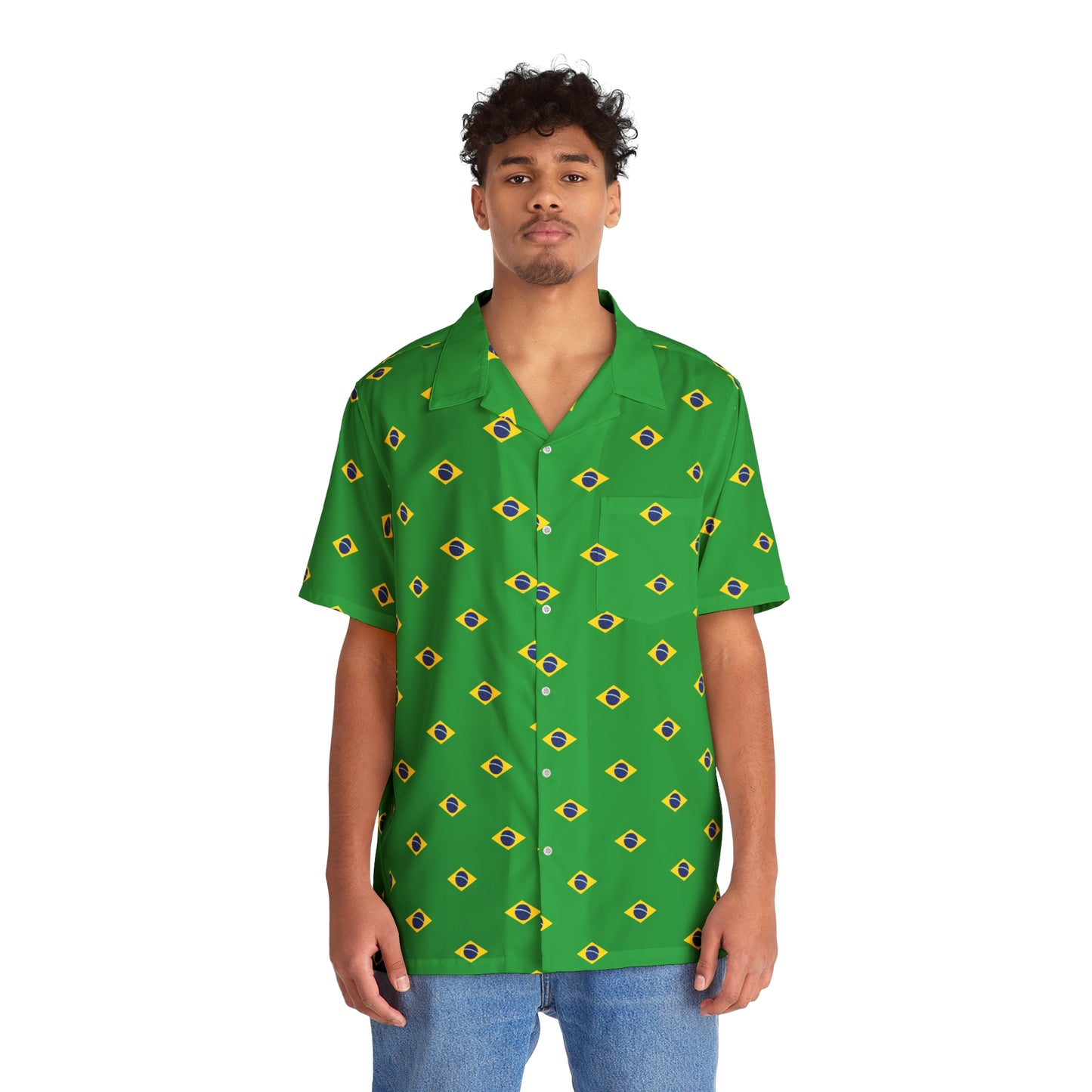 Men's Hawaiian Shirt, Brazilian Flag