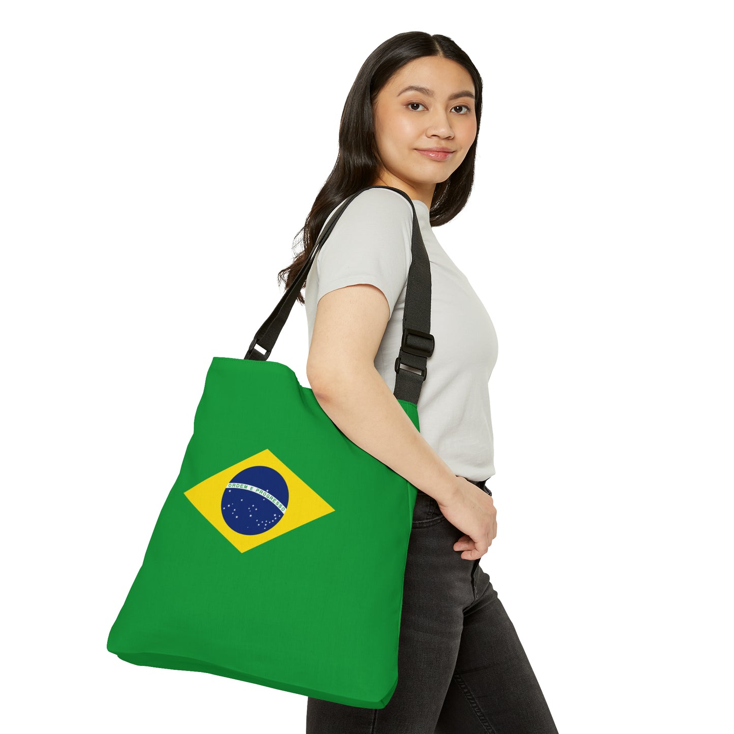 Brazilian Flag, Adjustable Tote Bag