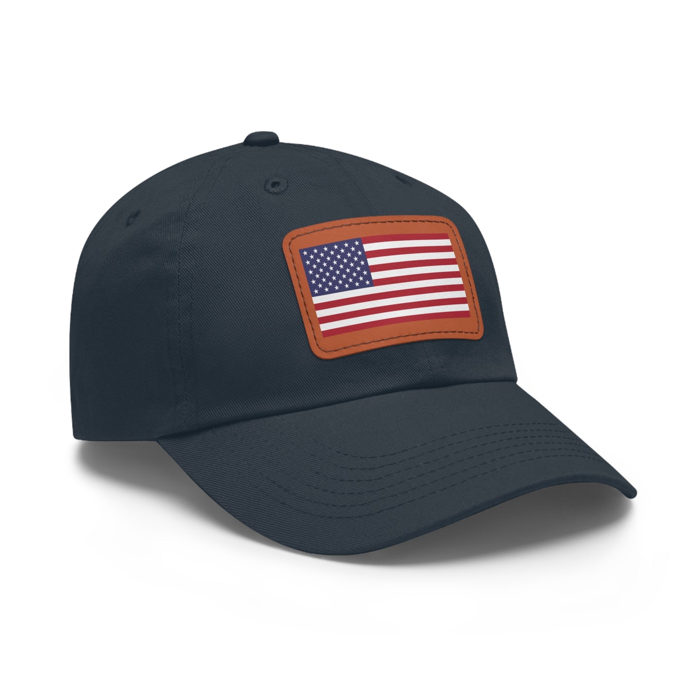 American Flag, Dad Hat with Leather Patch