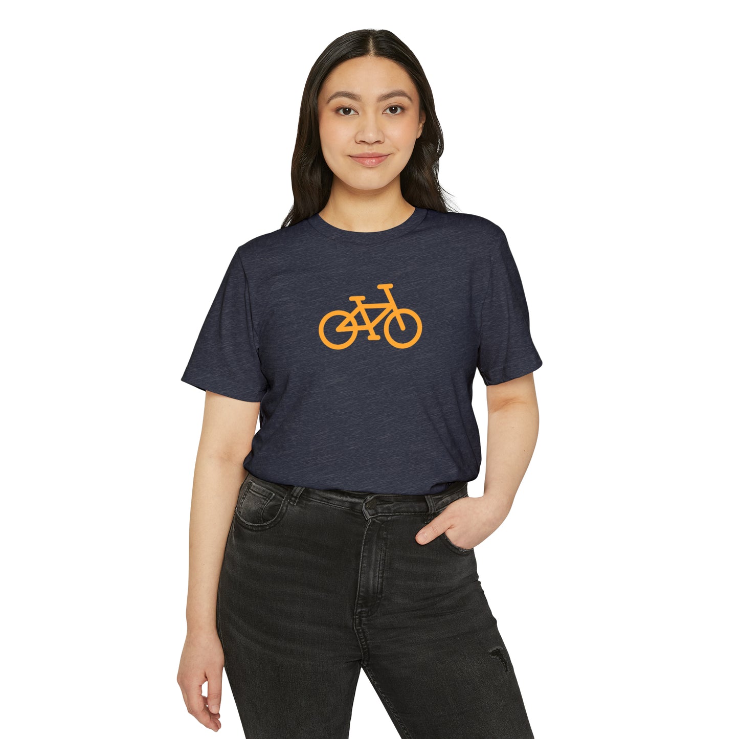 BIKE, Unisex Recycled Organic T-Shirt, Orange Print