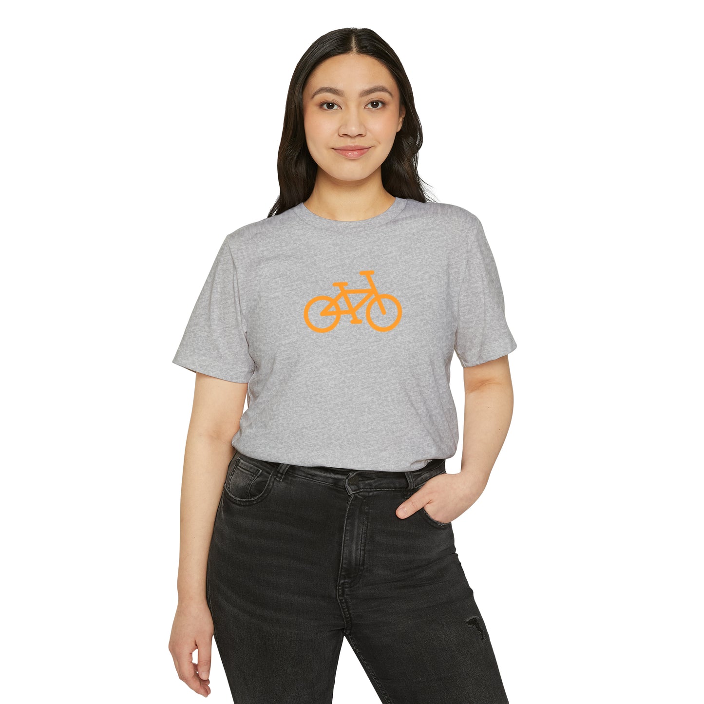 BIKE, Unisex Recycled Organic T-Shirt, Orange Print