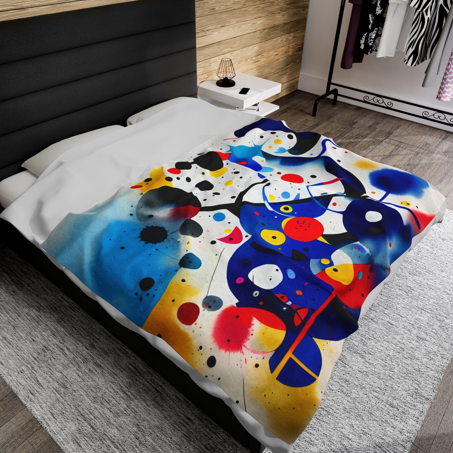 Abstract Velveteen Plush Blanket, Inspired by Miro