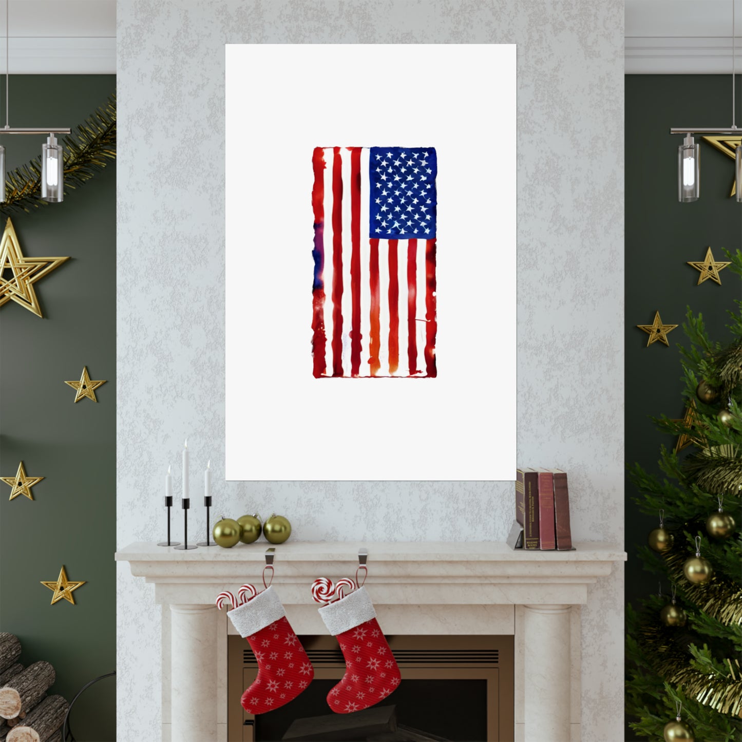 American Flag Watercolor, Premium Matte Vertical Posters