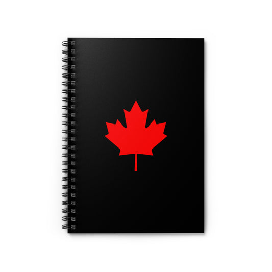 Canadian Maple Leaf, Spiral Notebook, Ruled Line, Black