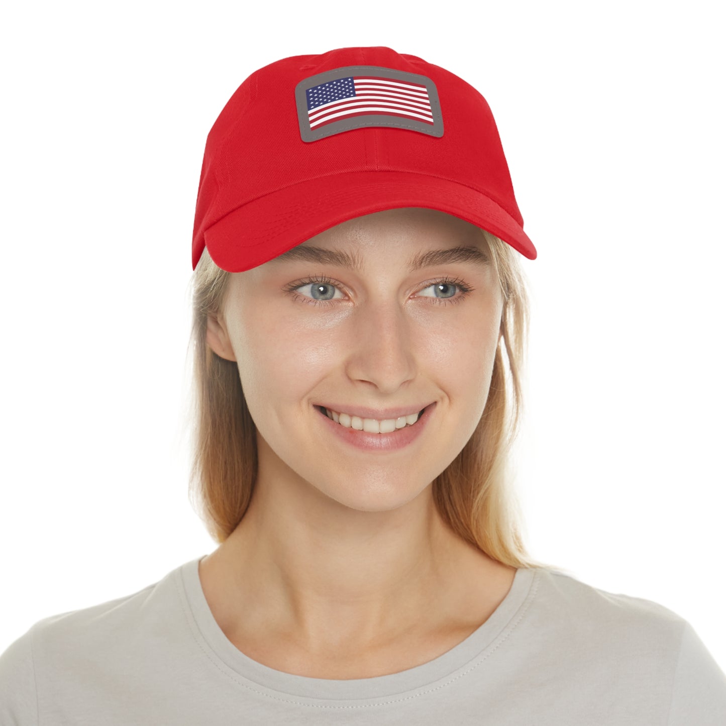 American Flag, Dad Hat with Leather Patch