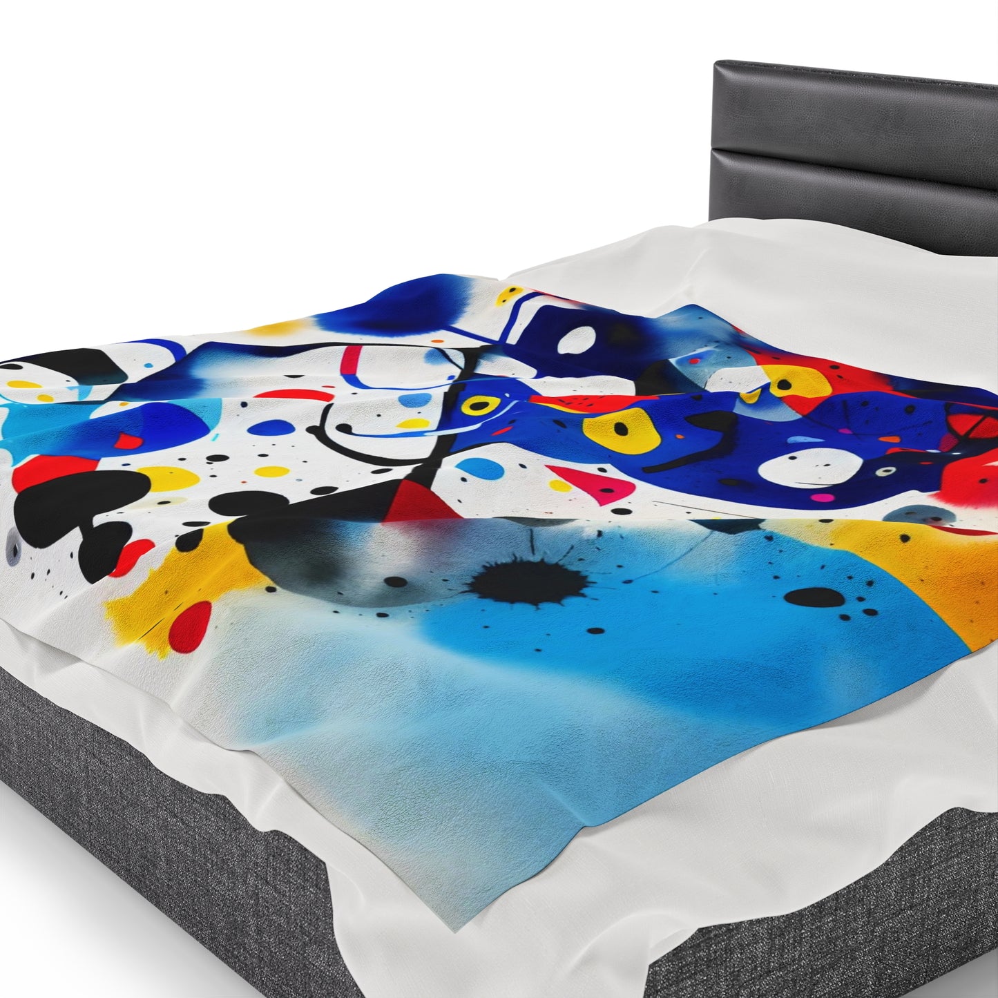 Abstract Velveteen Plush Blanket, Inspired by Miro