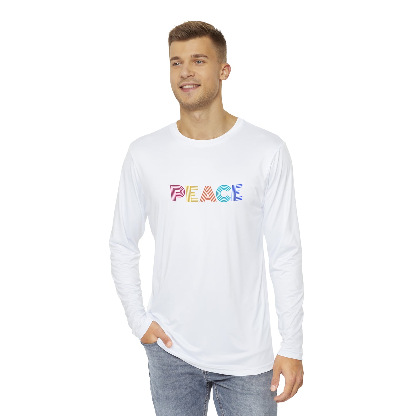 PEACE Men's Long Sleeve Shirt, White