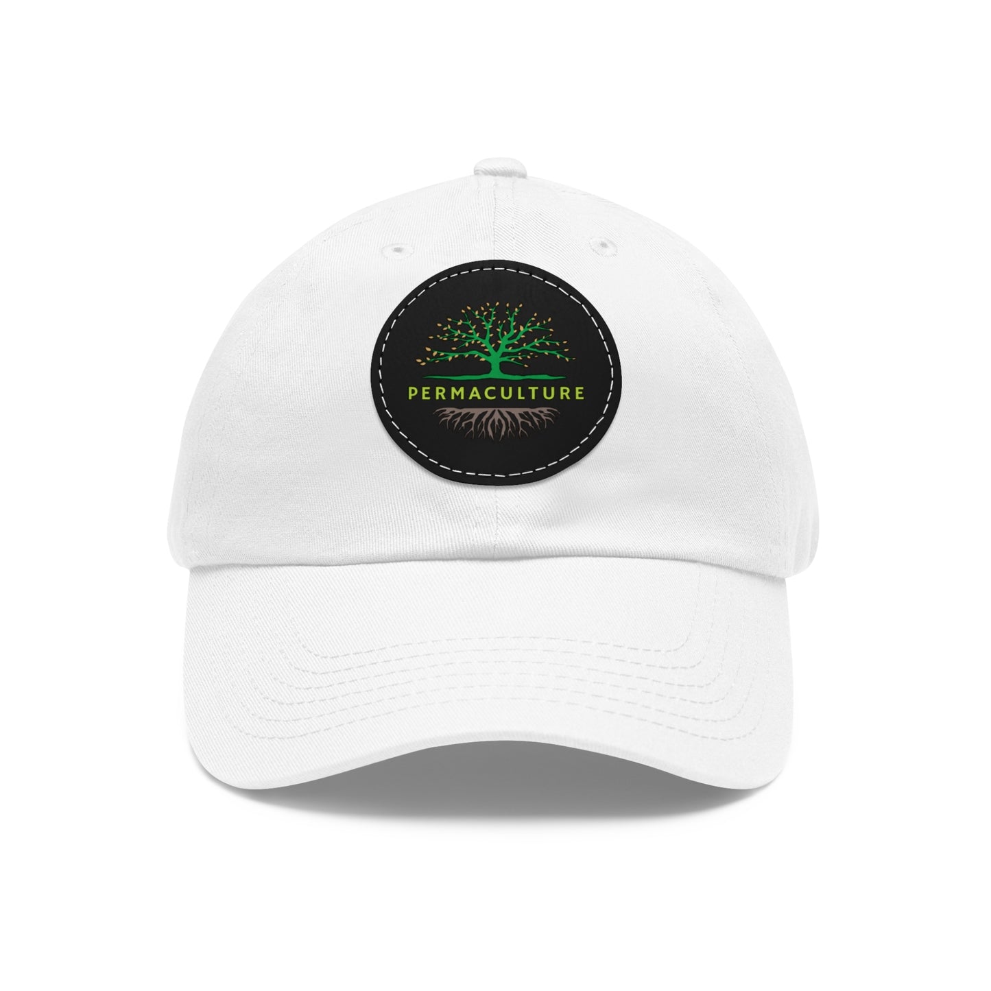 Permaculture, Dad Hat with Round Leather Patch