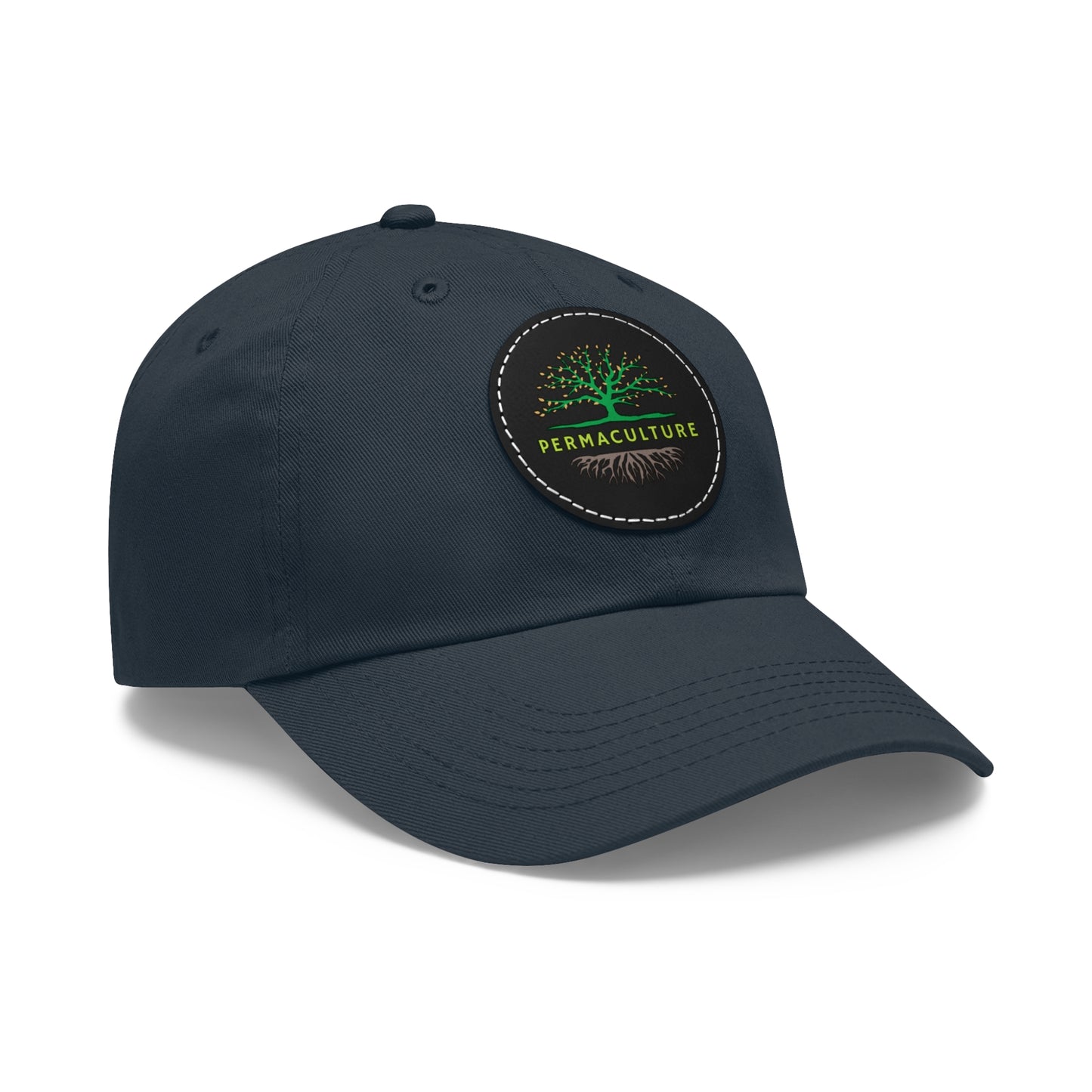 Permaculture, Dad Hat with Round Leather Patch
