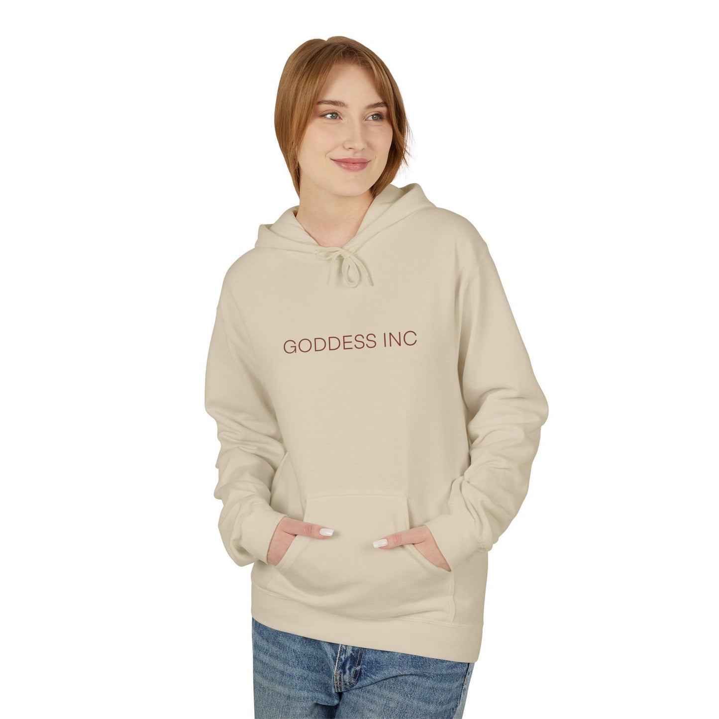 GODDESS INC, Midweight Softstyle Fleece Hoodie, Red Lettering