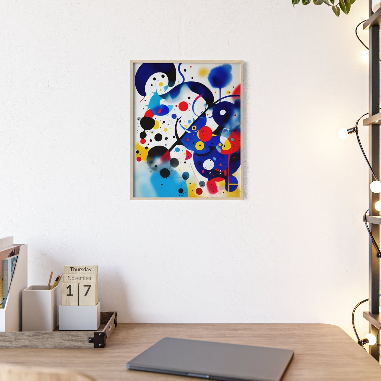 Poster with Wooden Frame, Inspired by Miro