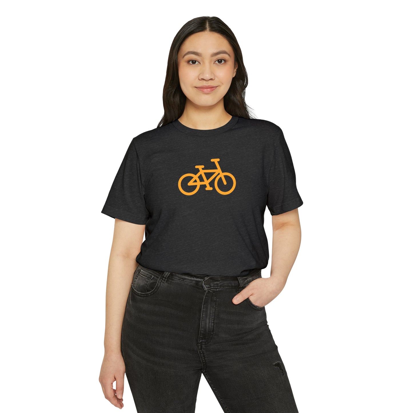 BIKE, Unisex Recycled Organic T-Shirt, Orange Print