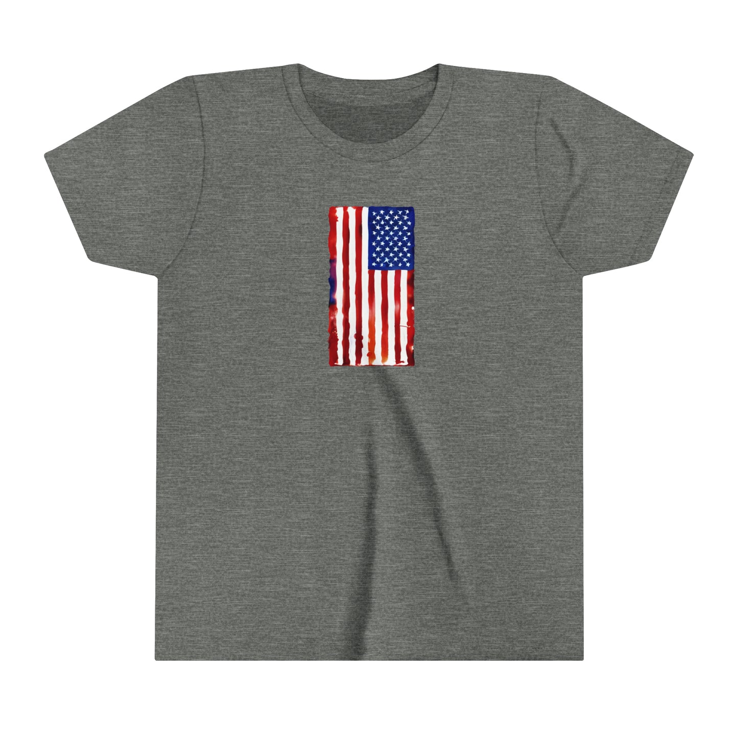 American Flag Watercolor Youth Short Sleeve Tee