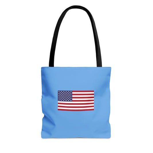 American Flag Tote Bag, Light Blue