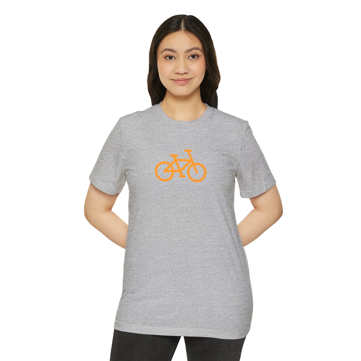 BIKE, Unisex Recycled Organic T-Shirt, Orange Print