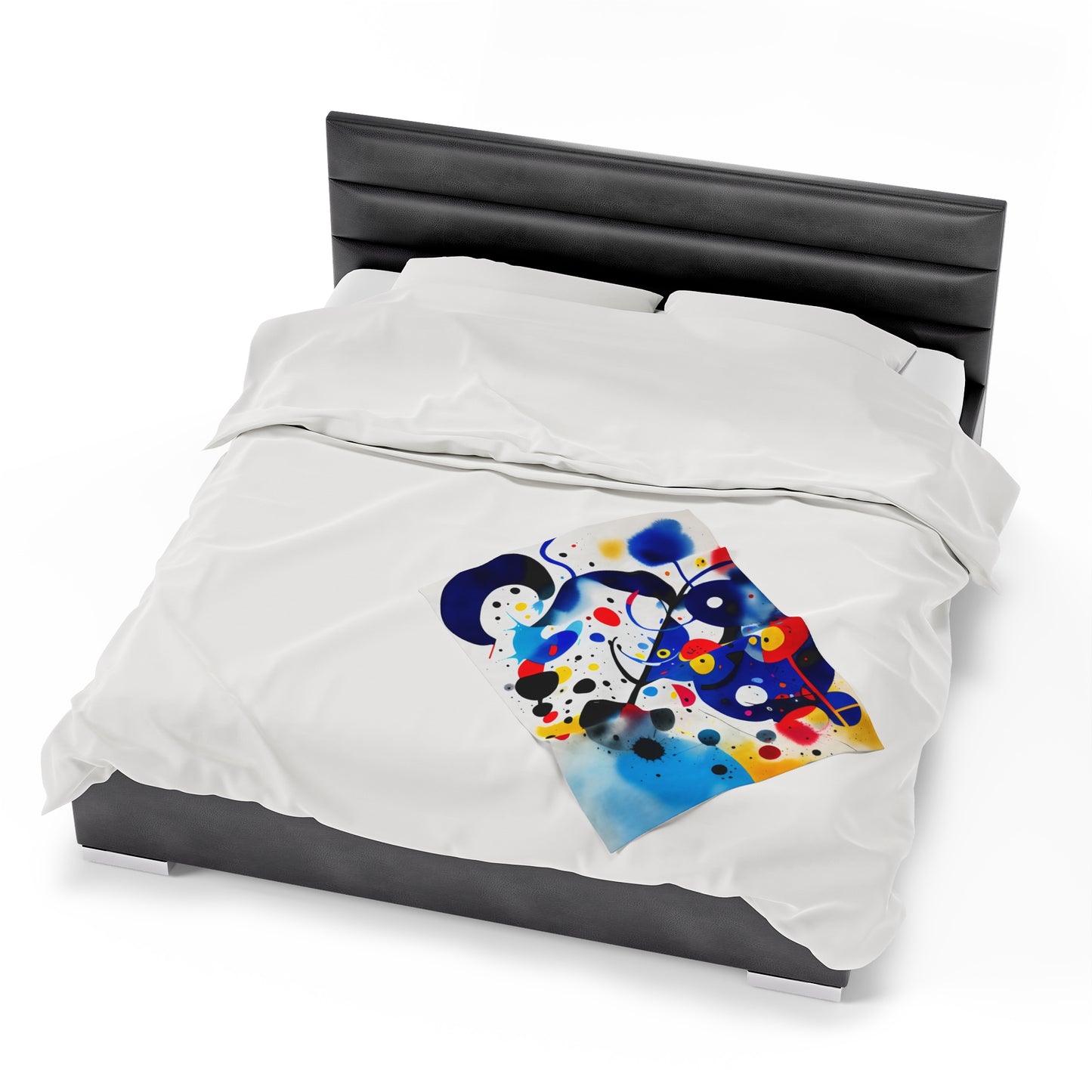 Abstract Velveteen Plush Blanket, Inspired by Miro