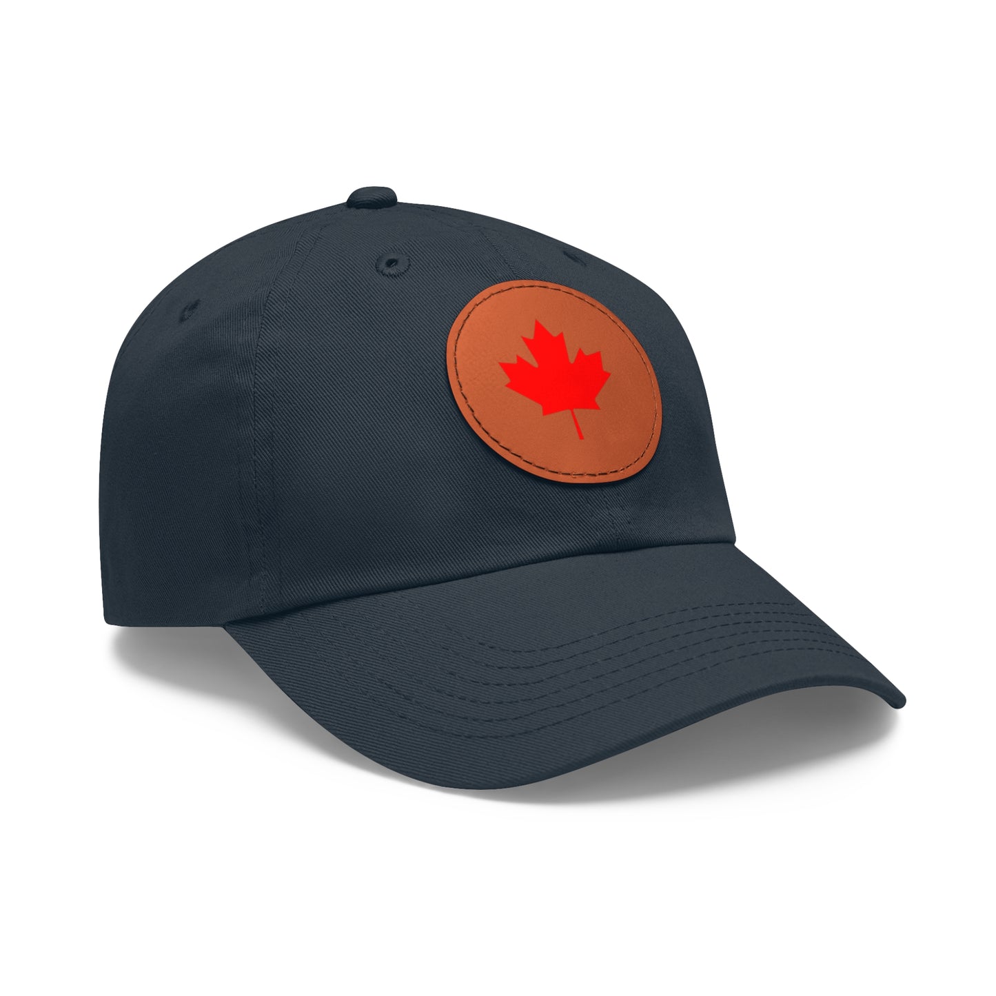 Dad Hat with Leather Patch (Round) with Canadian Maple Leaf