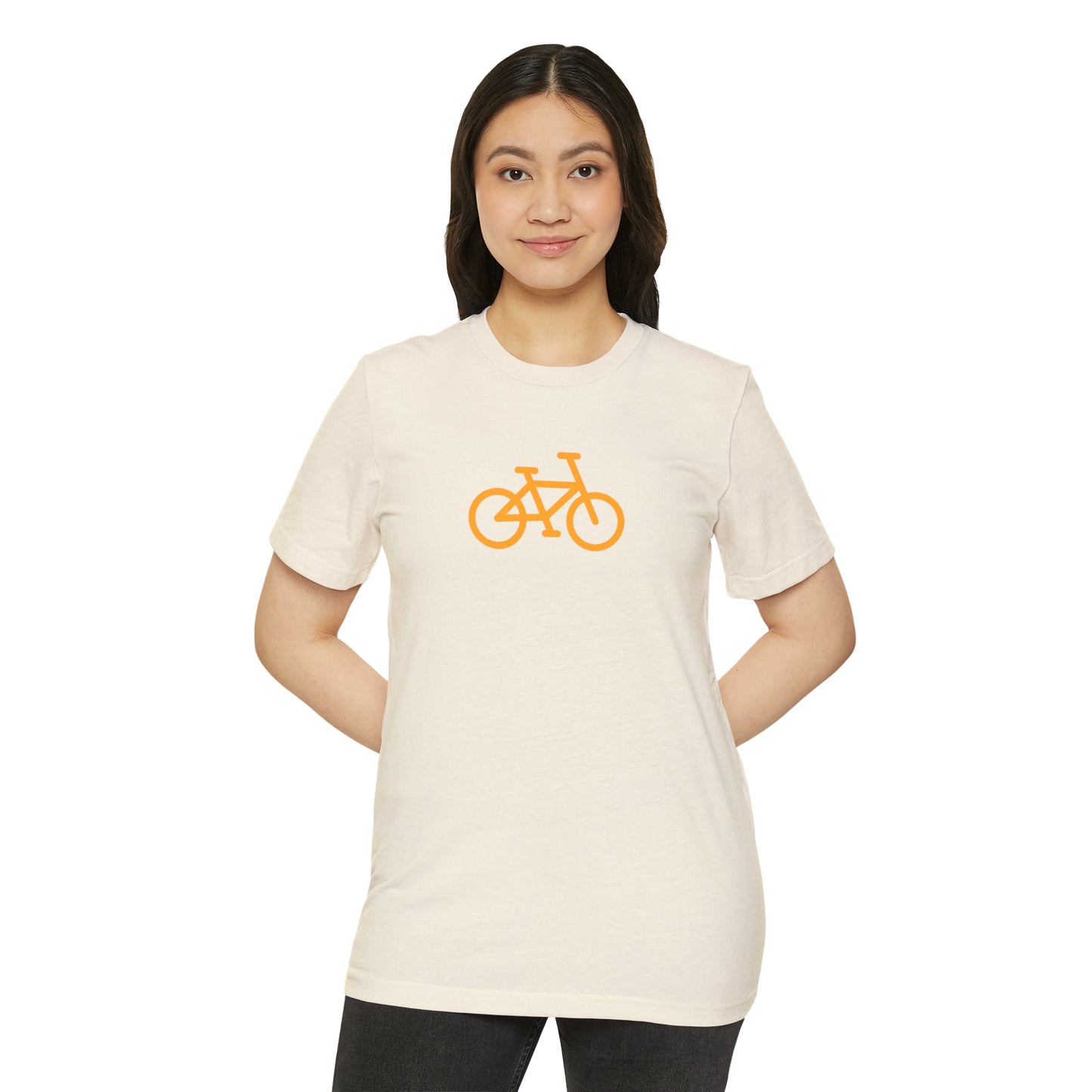 BIKE, Unisex Recycled Organic T-Shirt, Orange Print