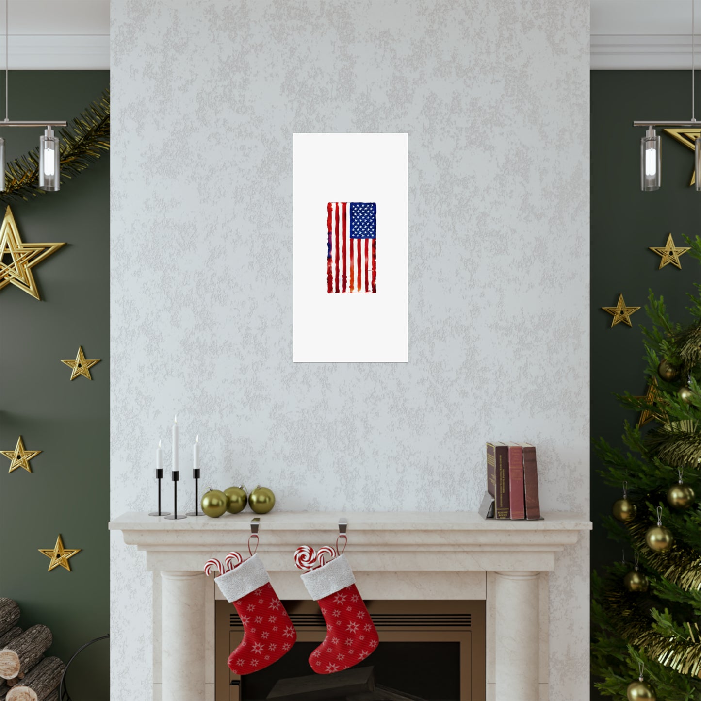 American Flag Watercolor, Premium Matte Vertical Posters