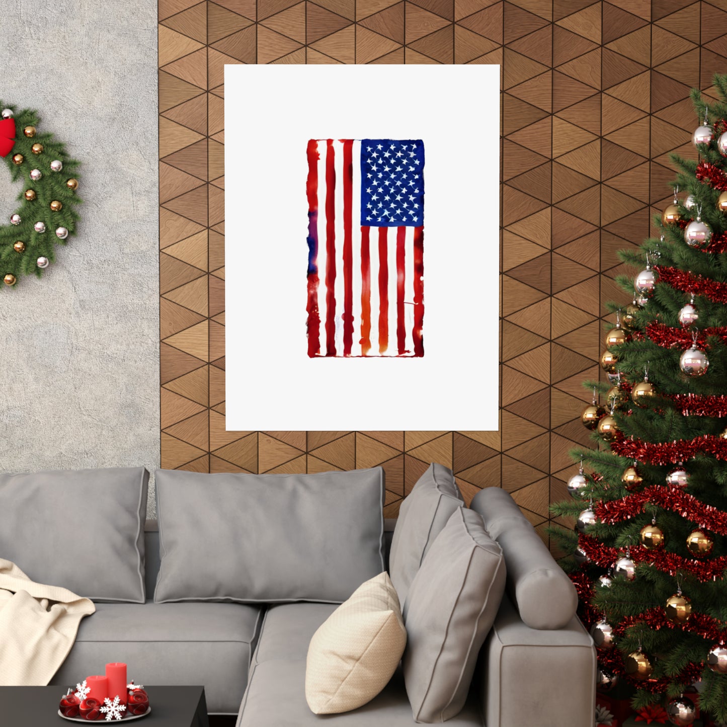 American Flag Watercolor, Premium Matte Vertical Posters