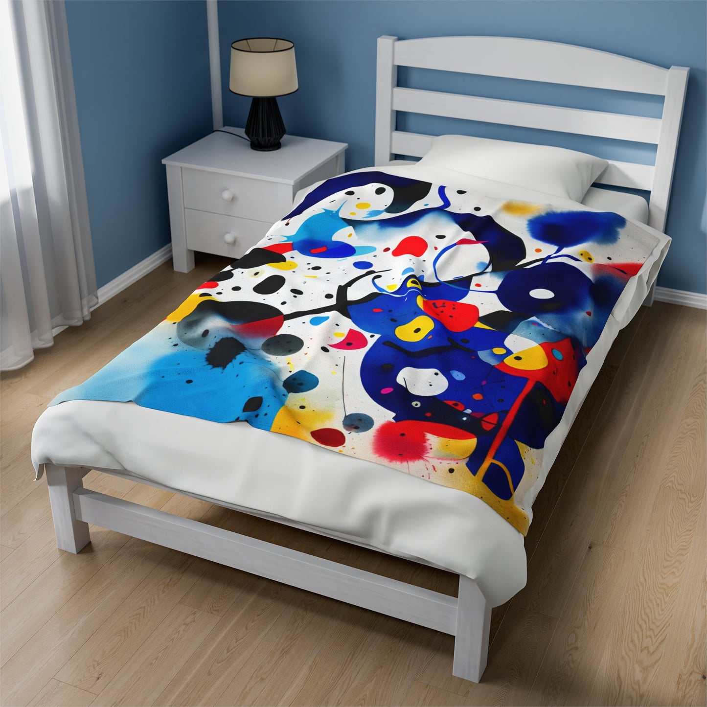 Abstract Velveteen Plush Blanket, Inspired by Miro