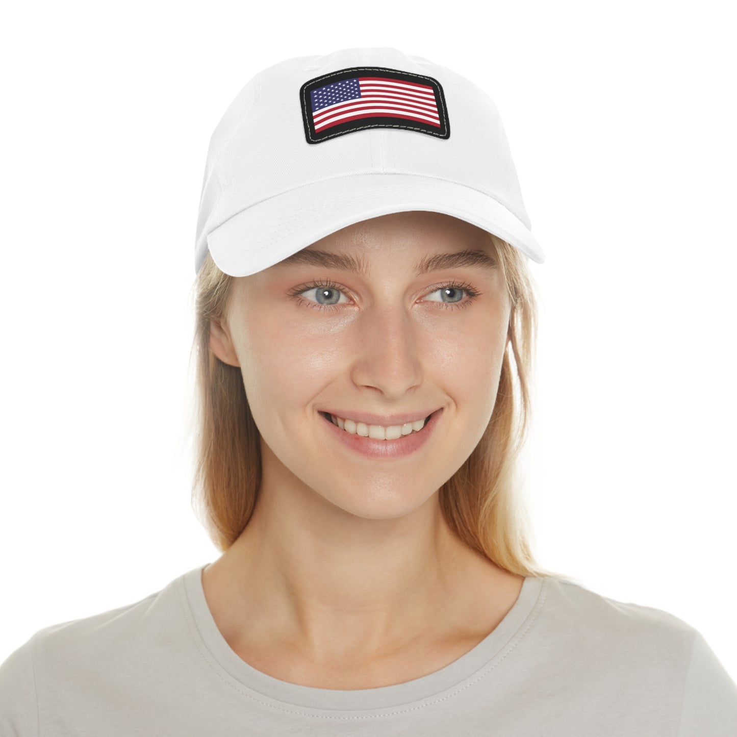 American Flag, Dad Hat with Leather Patch