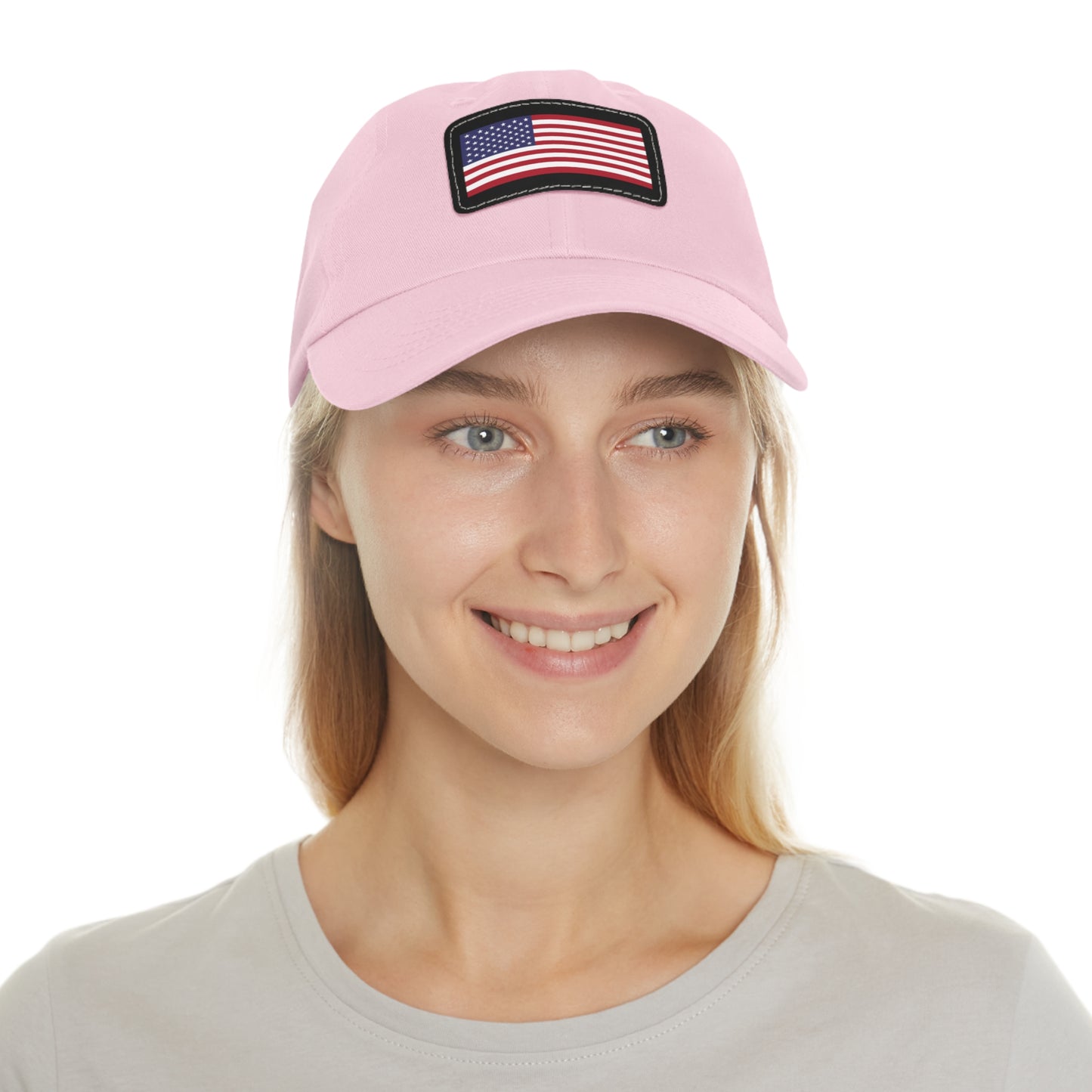 American Flag, Dad Hat with Leather Patch