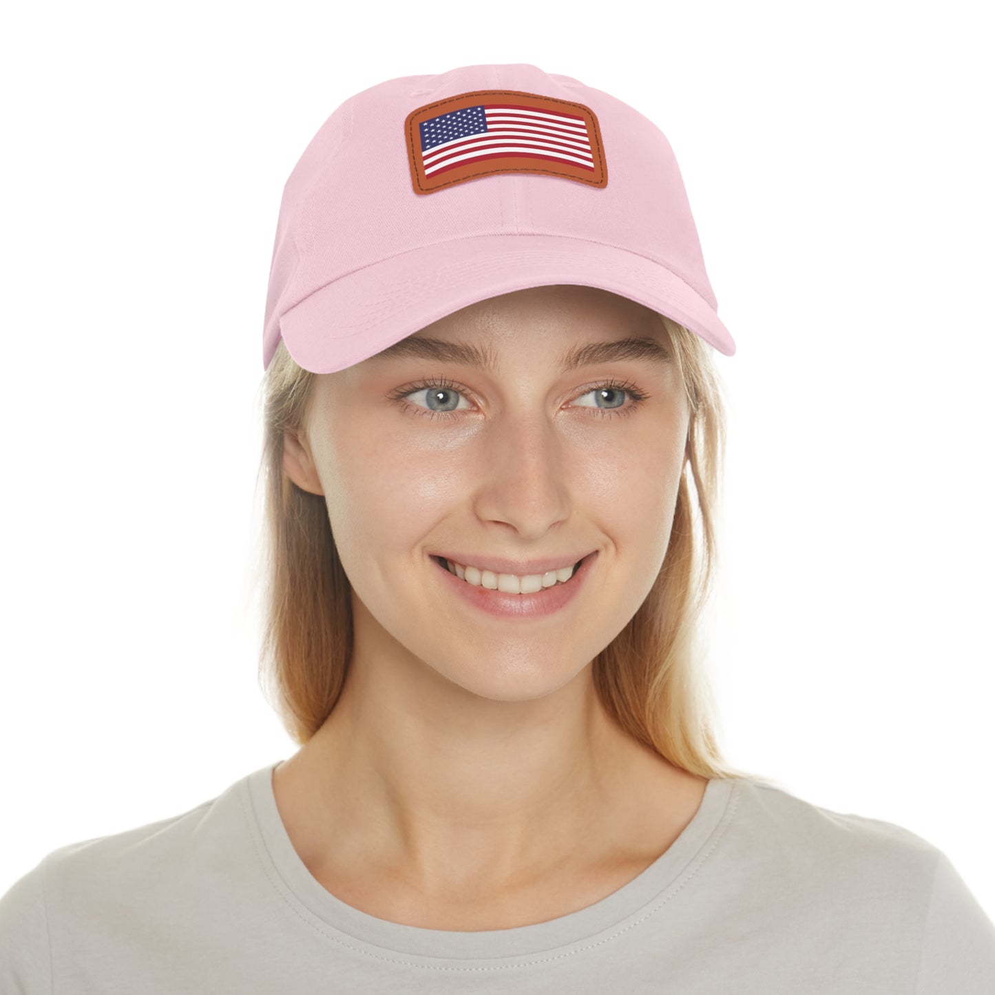 American Flag, Dad Hat with Leather Patch