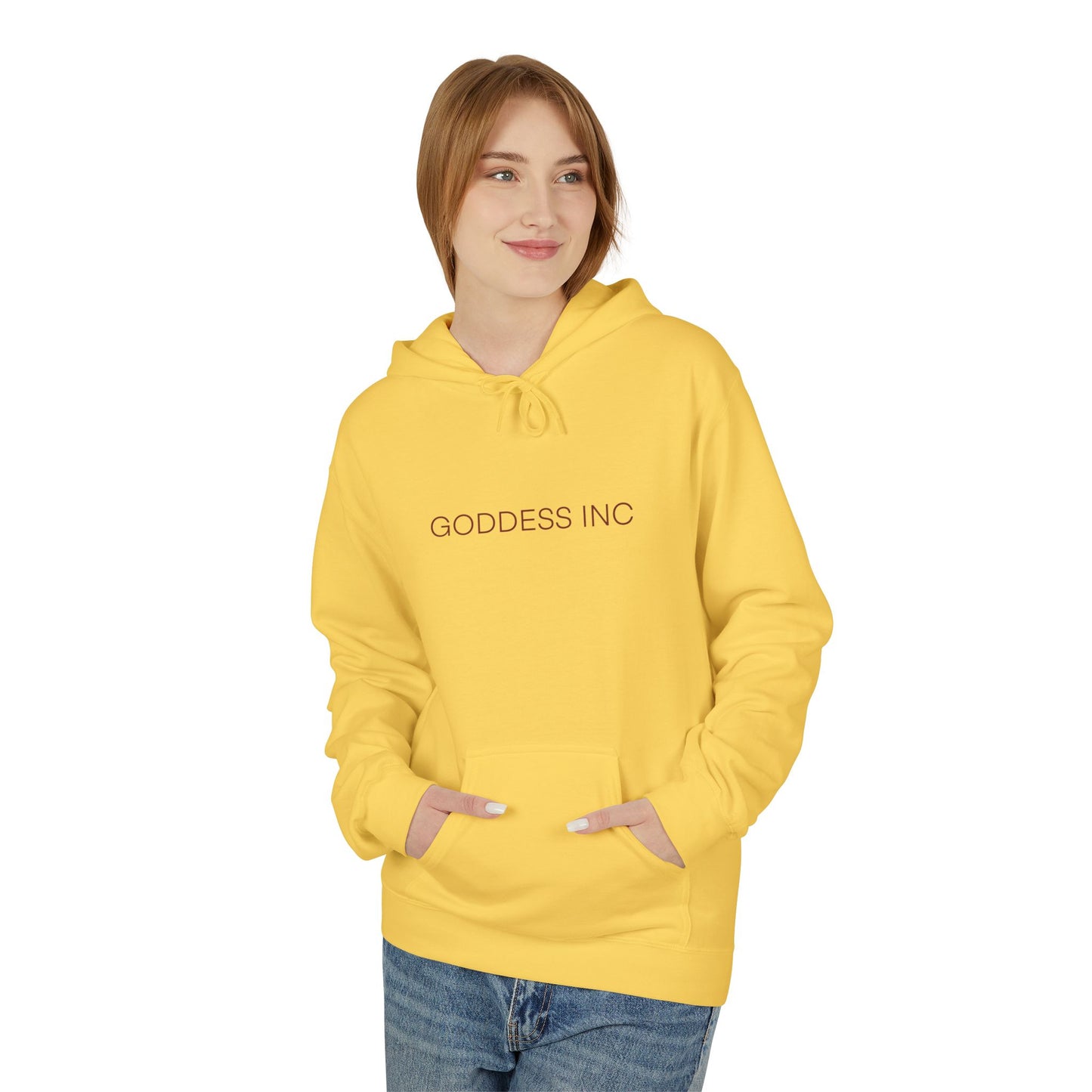 GODDESS INC, Midweight Softstyle Fleece Hoodie, Red Lettering