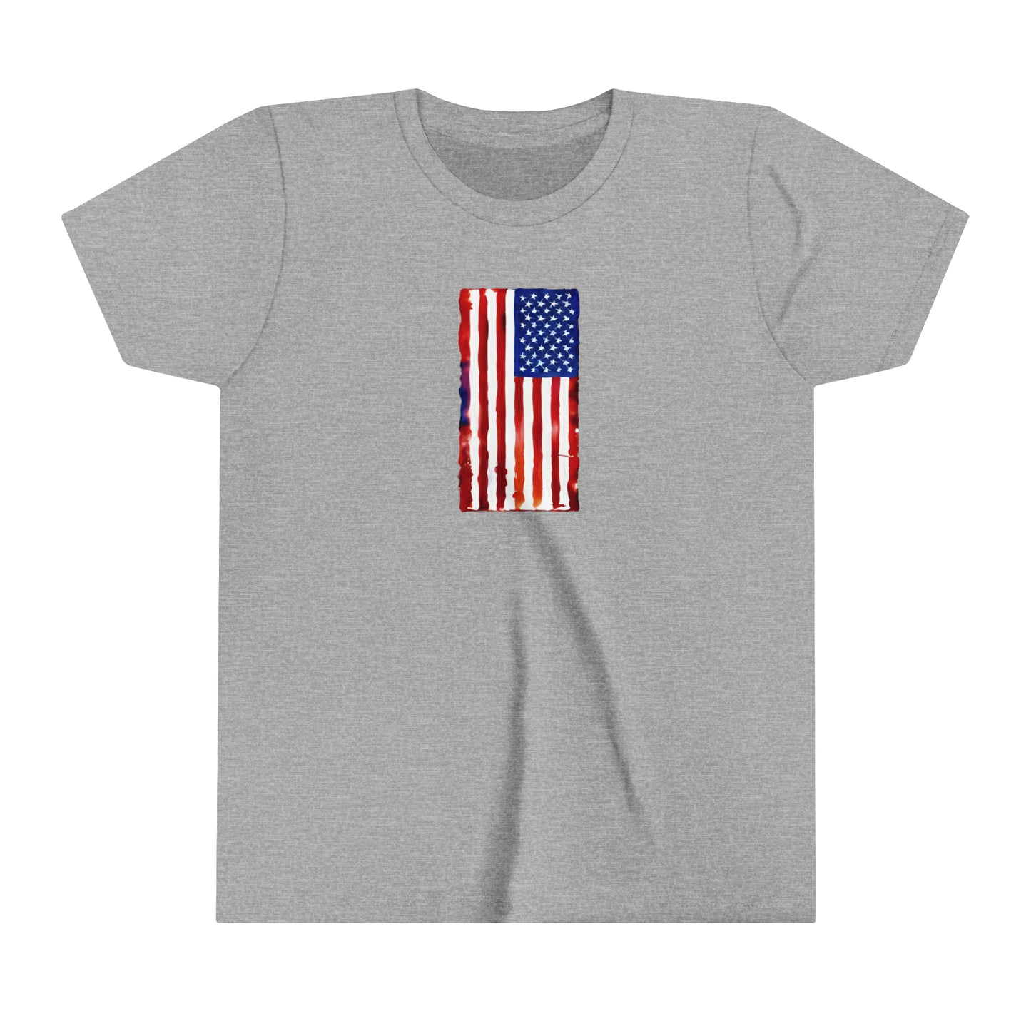 American Flag Watercolor Youth Short Sleeve Tee