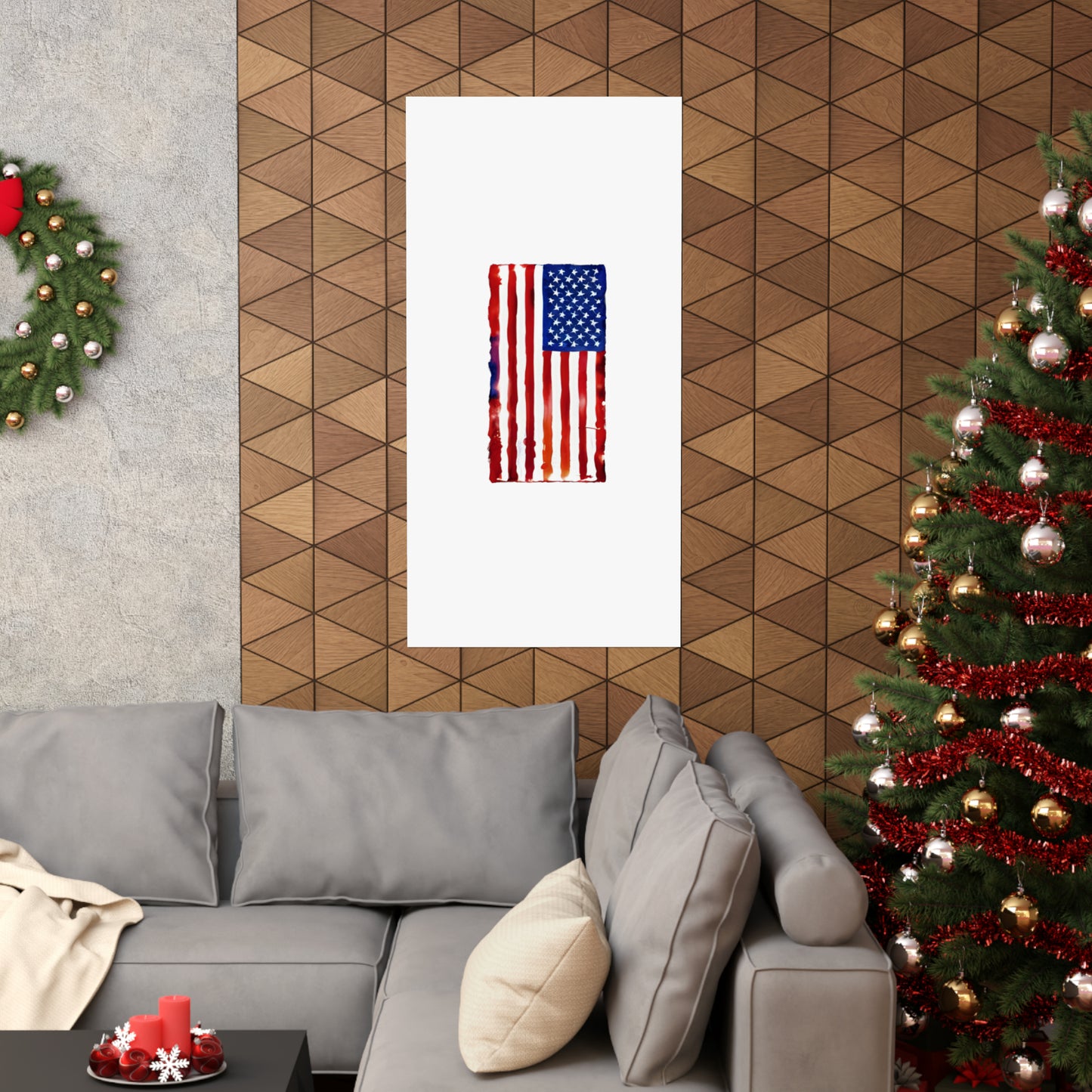 American Flag Watercolor, Premium Matte Vertical Posters