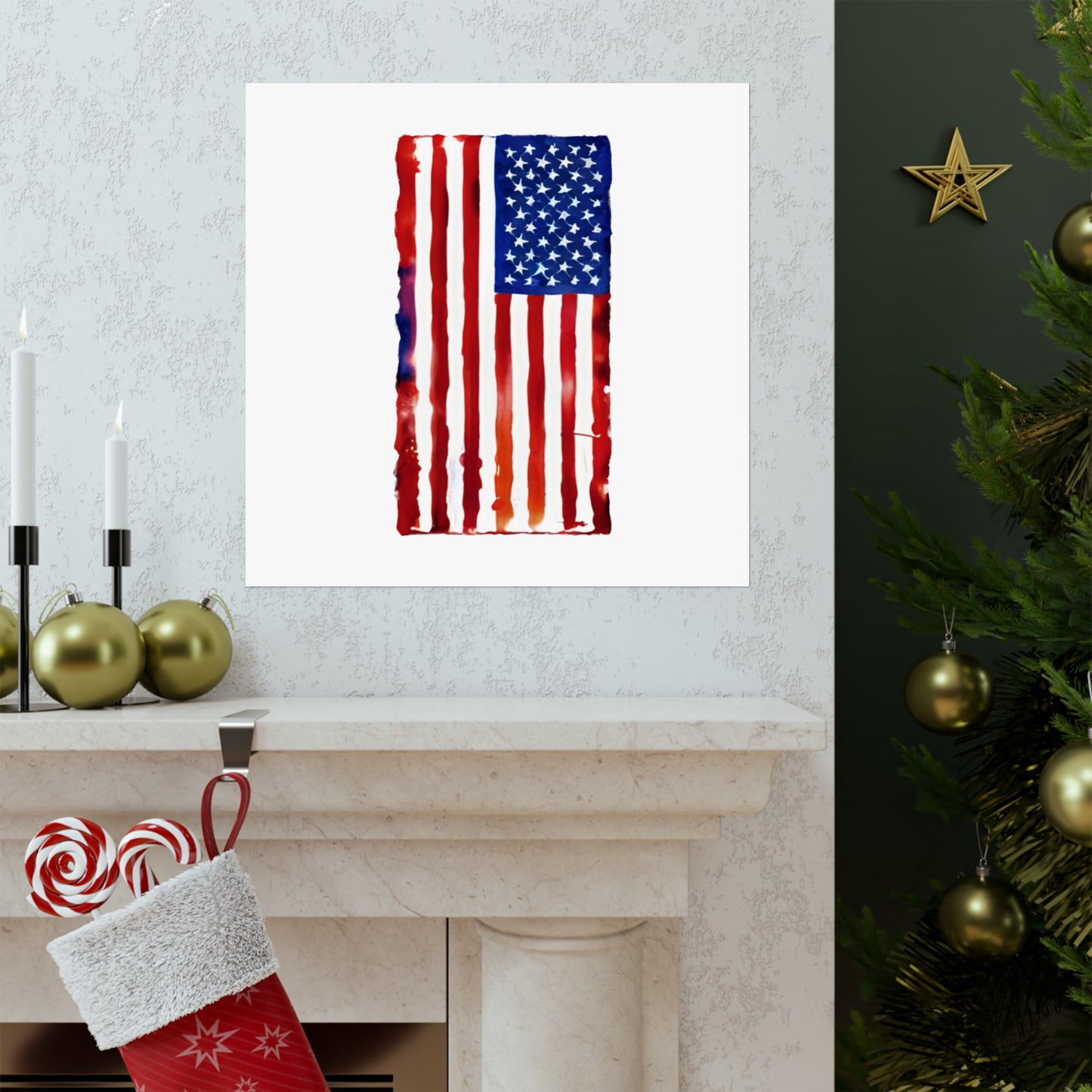 American Flag Watercolor, Premium Matte Vertical Posters