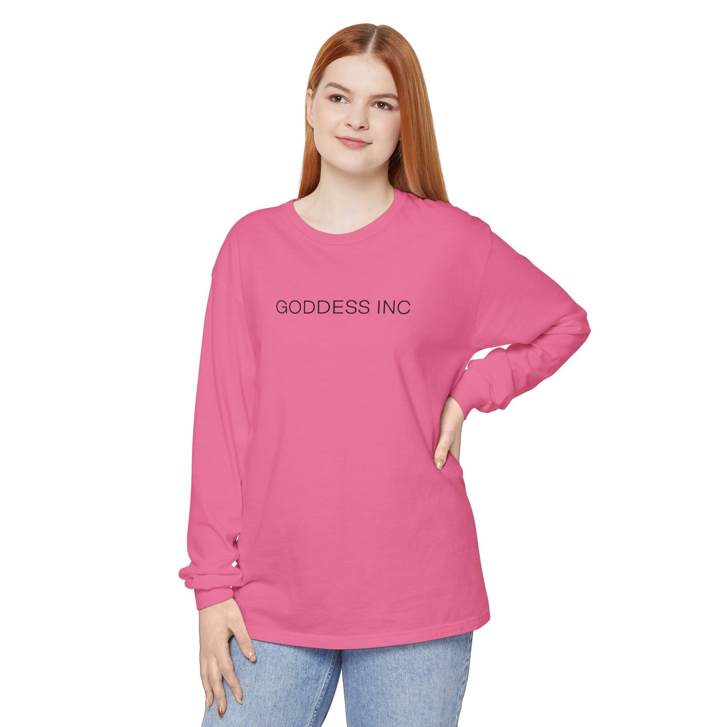 GODDESS INC Garment-dyed Long Sleeve T-Shirt