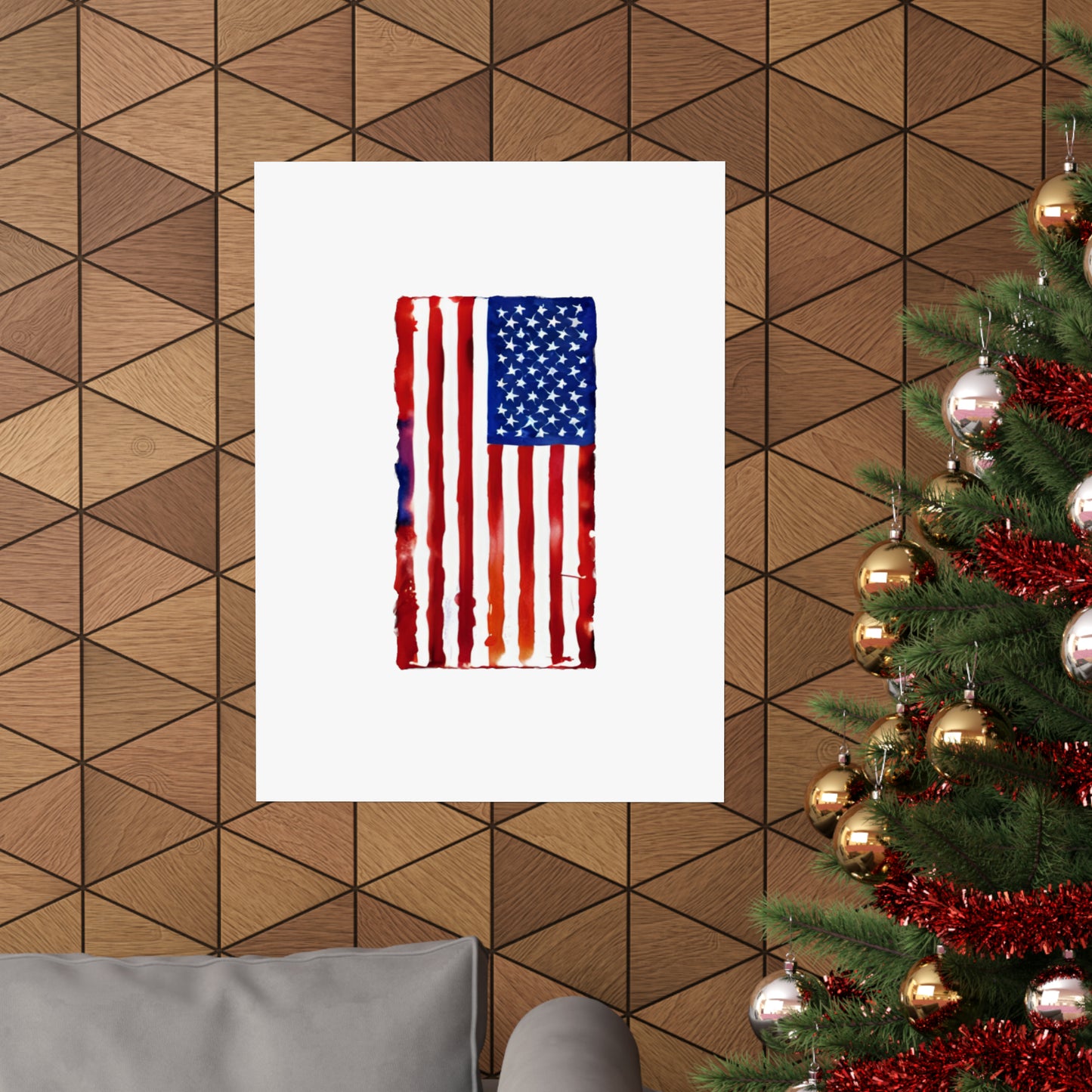 American Flag Watercolor, Premium Matte Vertical Posters