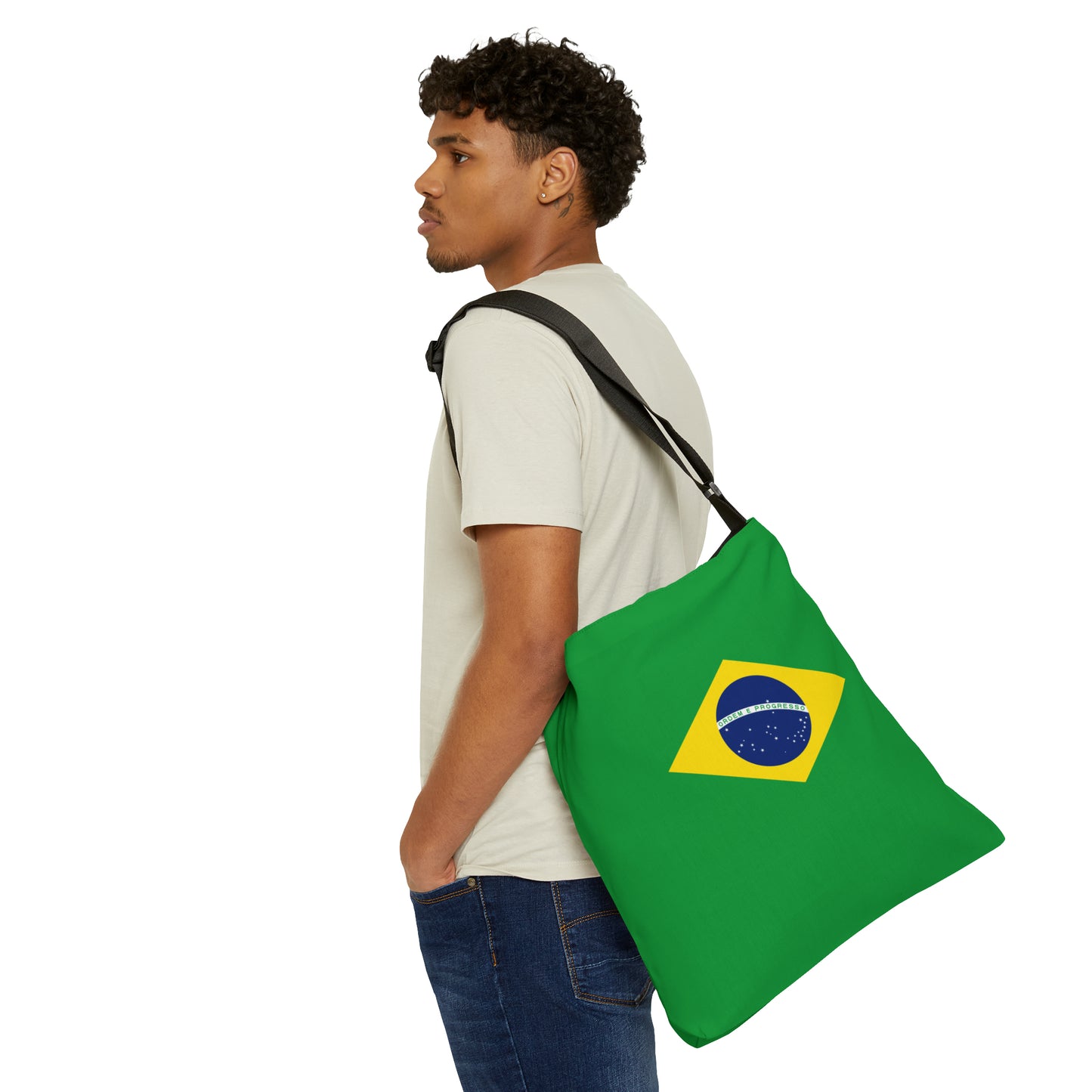 Brazilian Flag, Adjustable Tote Bag