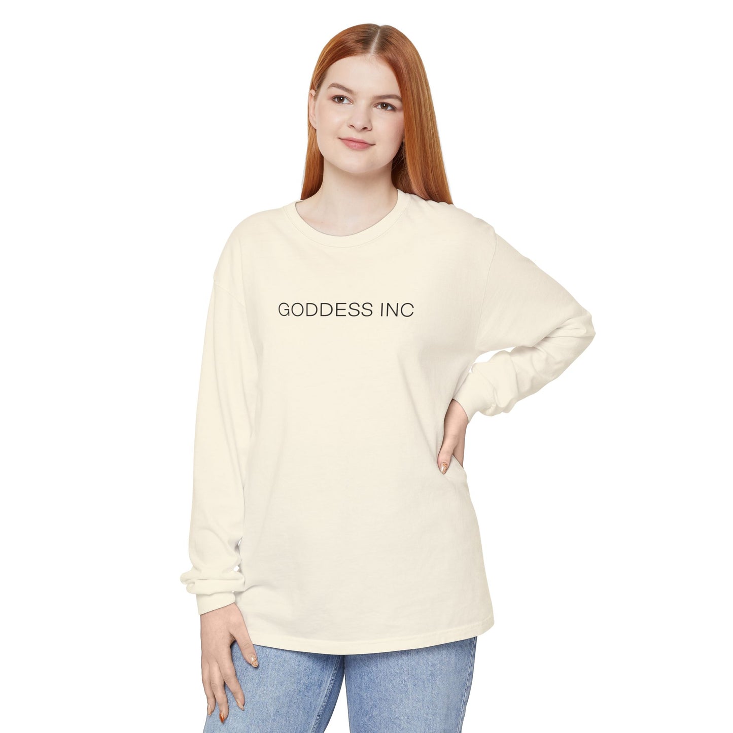 GODDESS INC Garment-dyed Long Sleeve T-Shirt