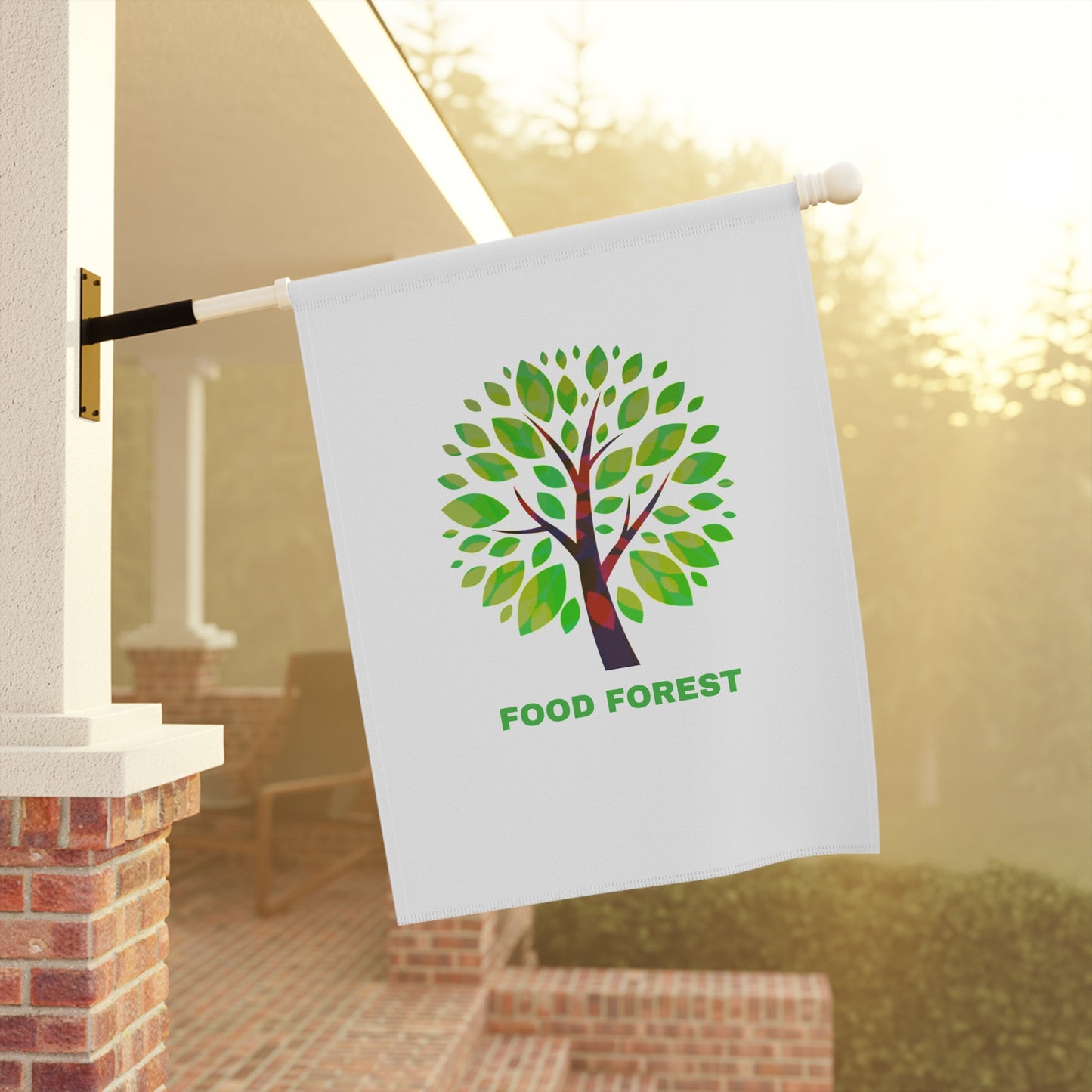 FOOD FOREST Garden & House Banner, White