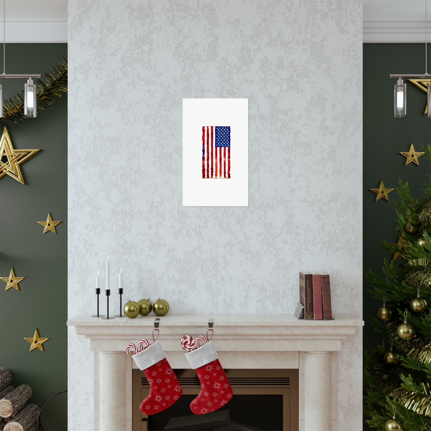 American Flag Watercolor, Premium Matte Vertical Posters