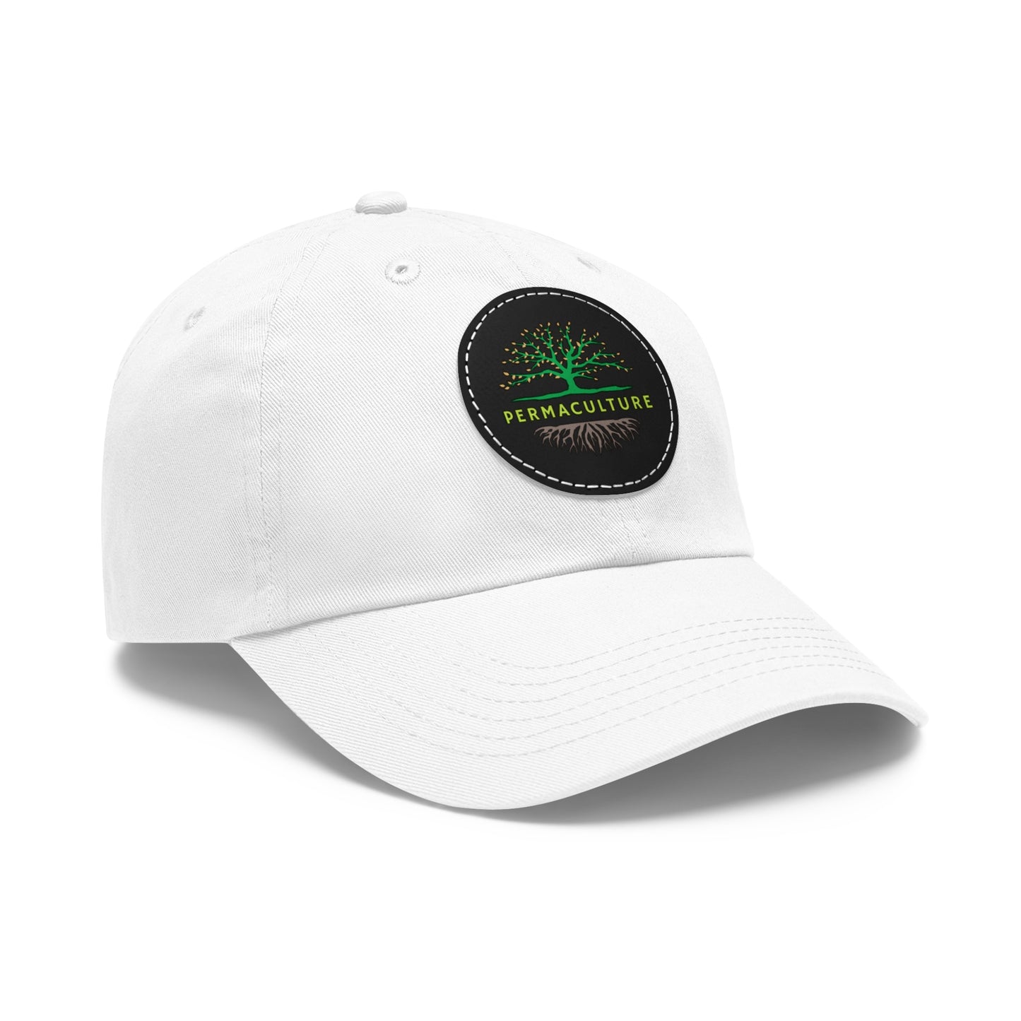 Permaculture, Dad Hat with Round Leather Patch